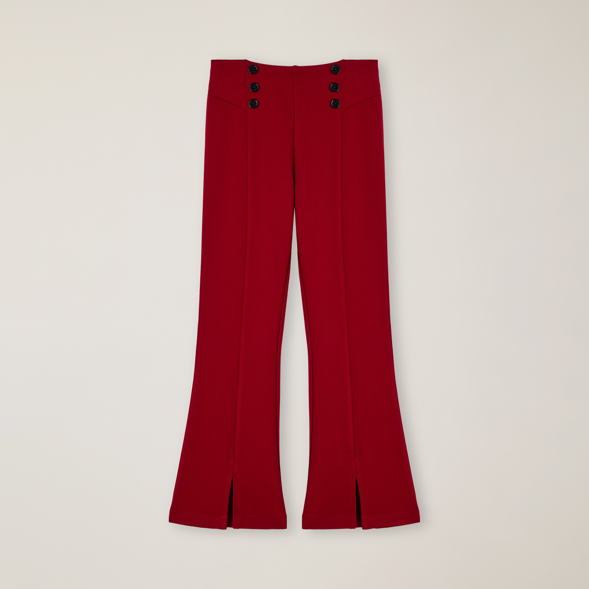 Flared Leggings With Buttons And A Center Slit, Cherry, large image number 0