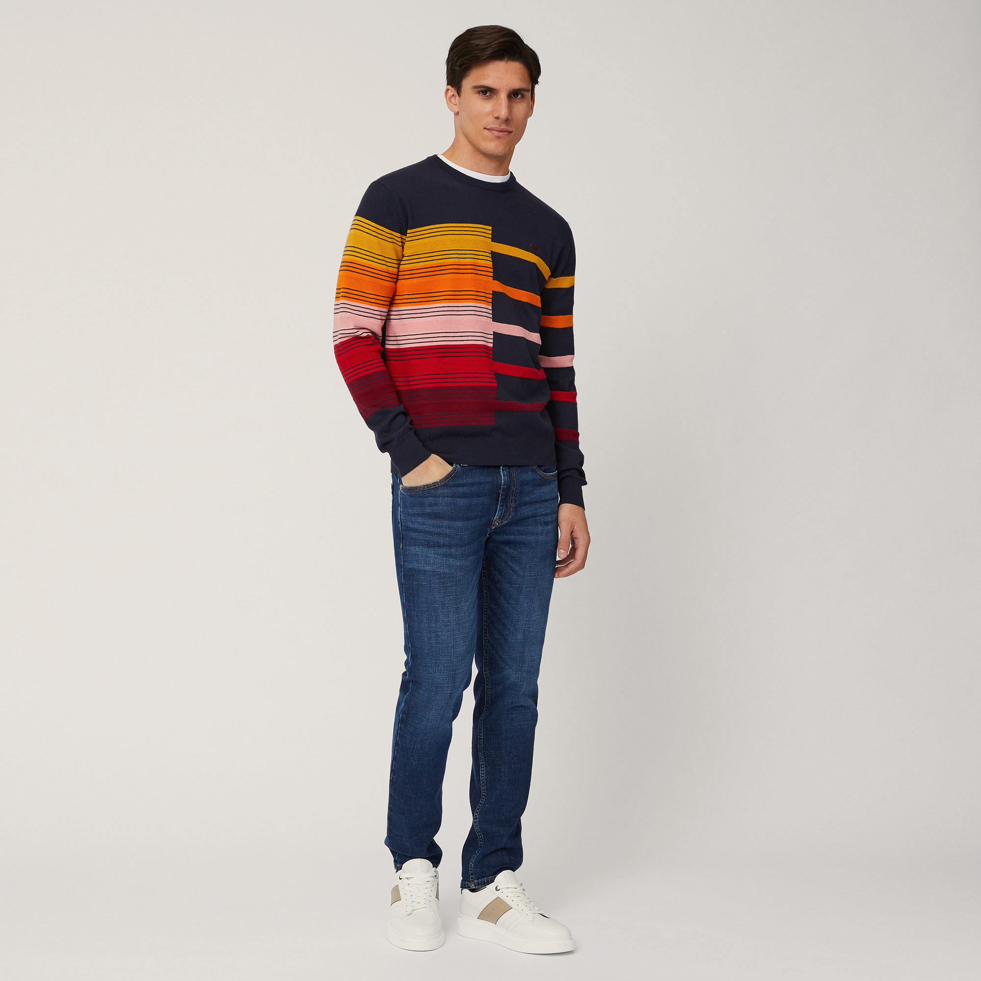 Pullover with Mixed Detailing, Blue , large image number 3