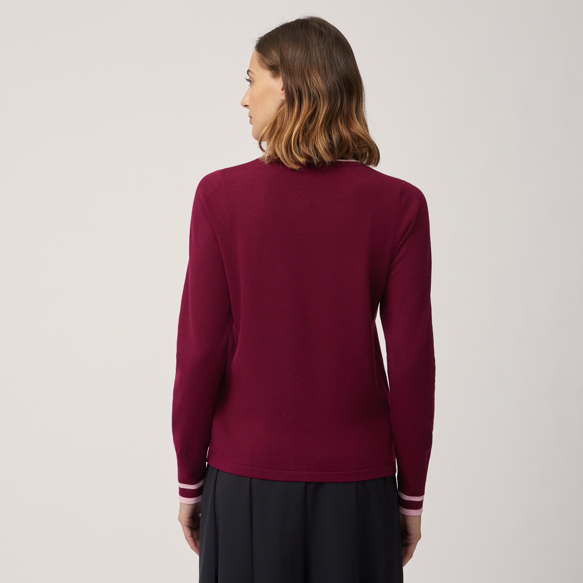 Sweater with Dachshund and Band, Burgundy, large image number 1