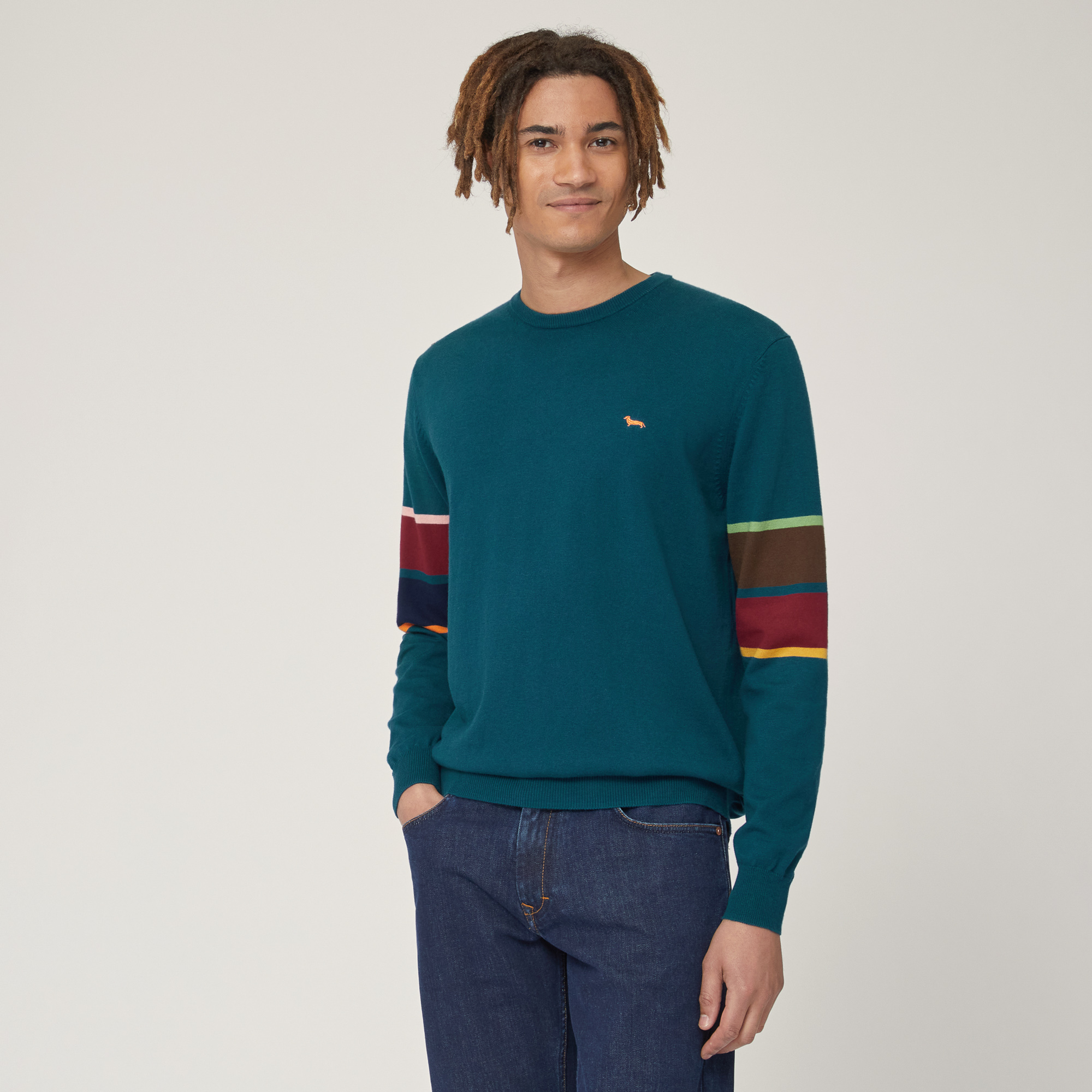 Color Block Sleeve Pullover, Blue , large image number 0