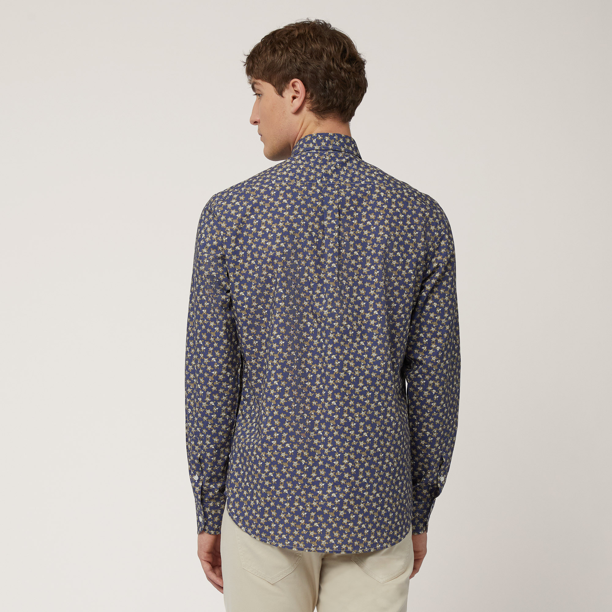 Floral Micro Pattern Shirt, Marine Blue, large image number 1