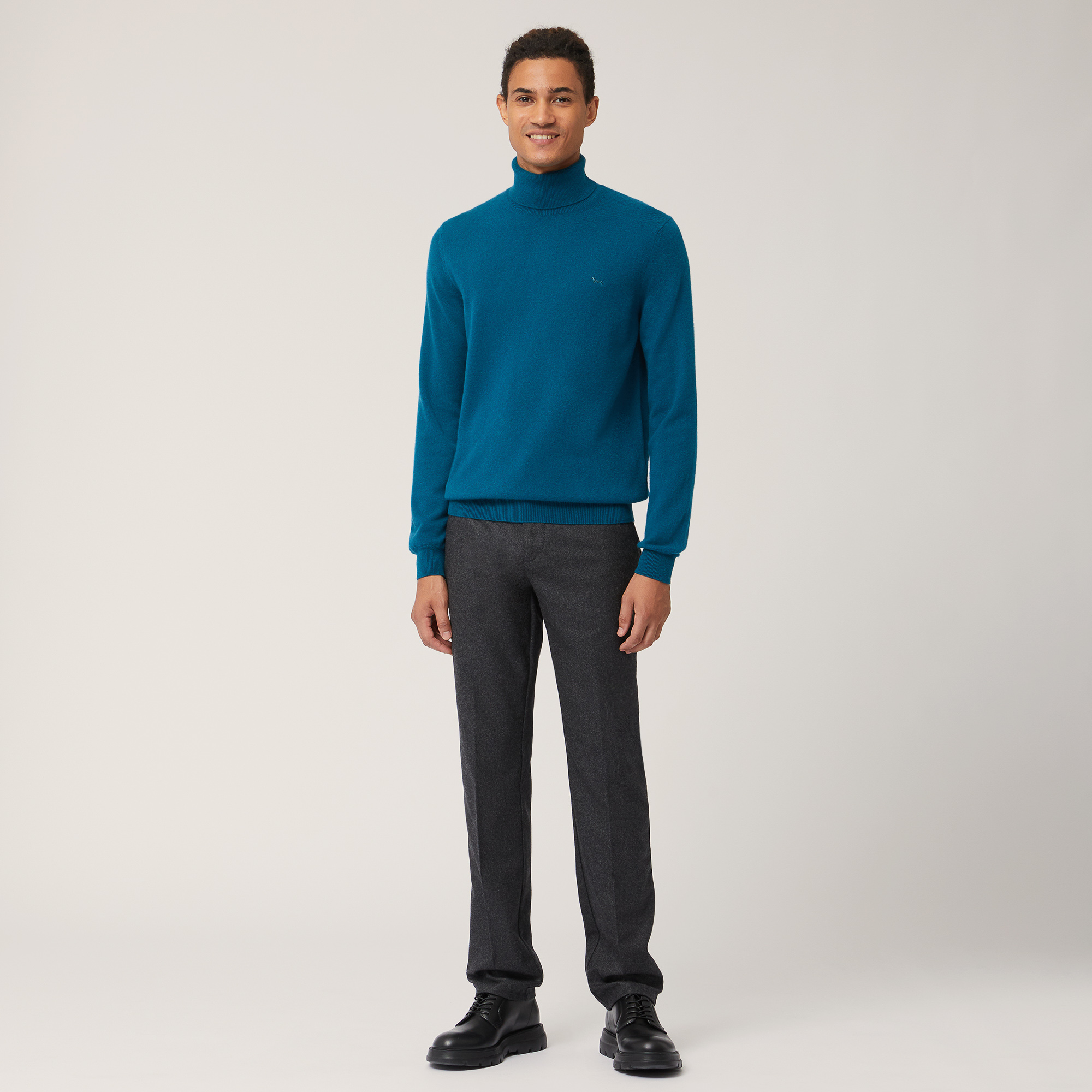 Pure Cashmere Turtleneck Sweater, Blue, large image number 3