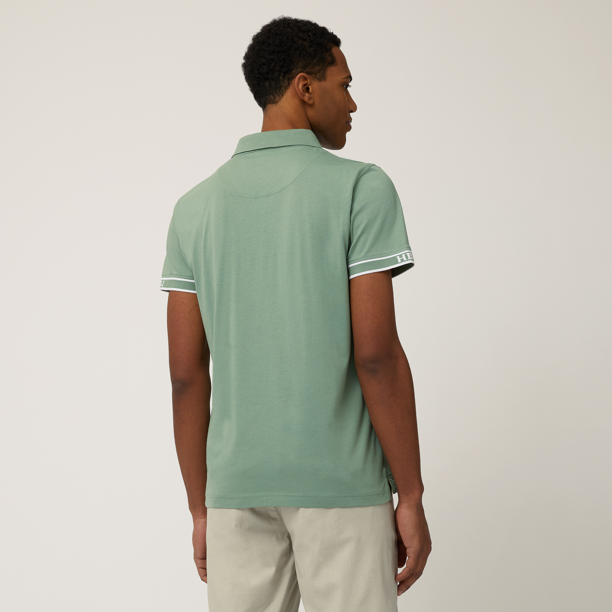 Polo with Jacquard Trims, Moss Green, large image number 1