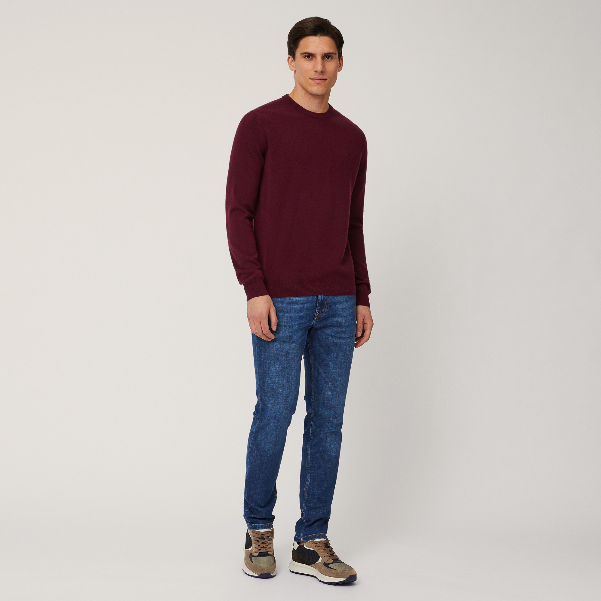 Cashmere Crew-Neck Pullover, Red, large image number 3