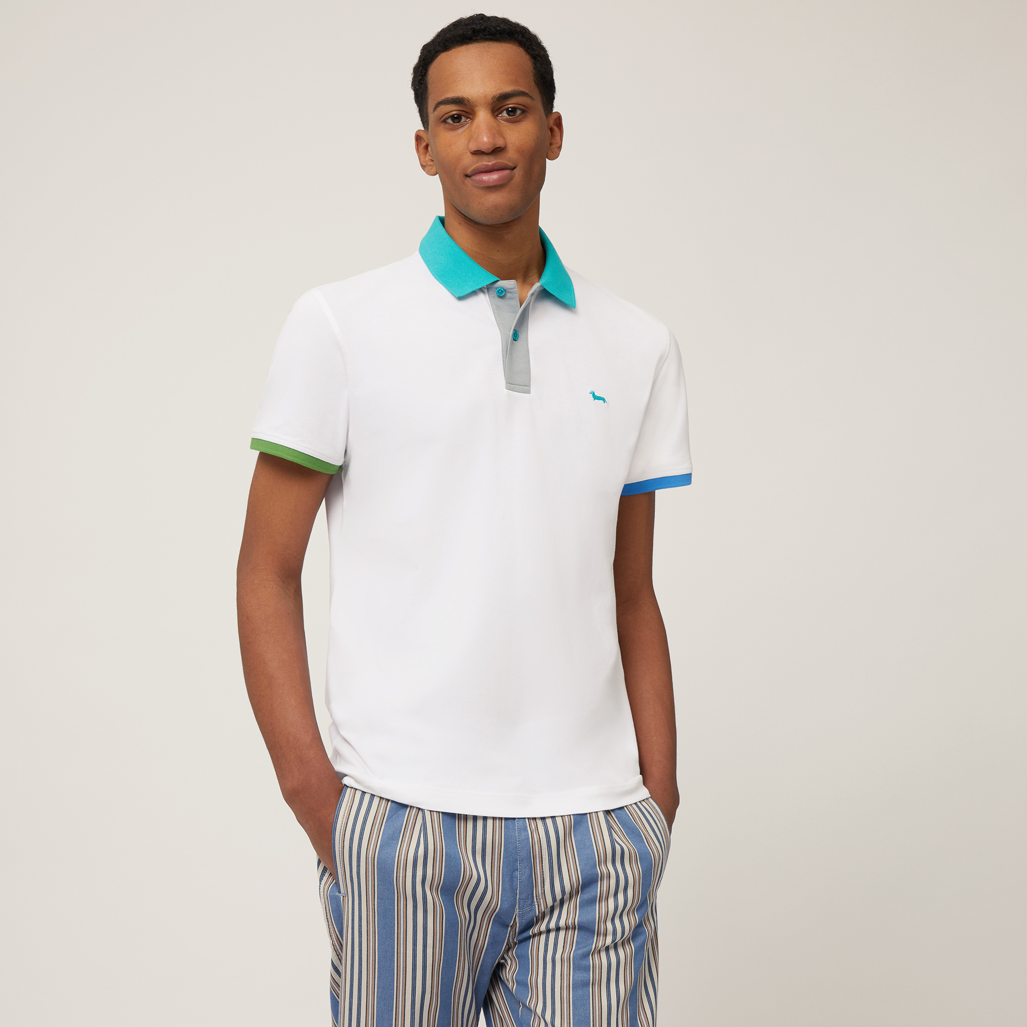 Polo with Color-Block Details, White, large image number 0