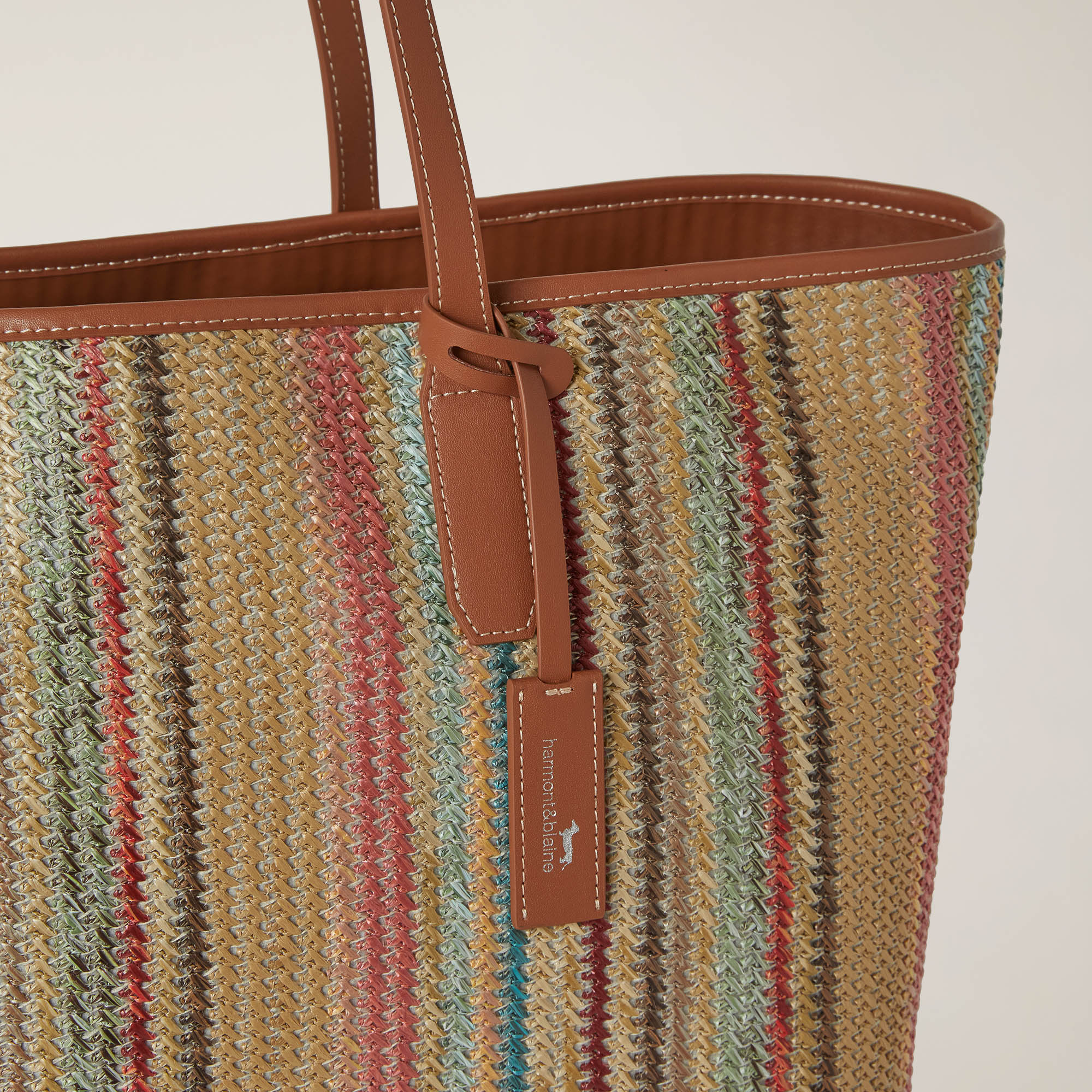 Straw Shopper Bag, Beige, large image number 2