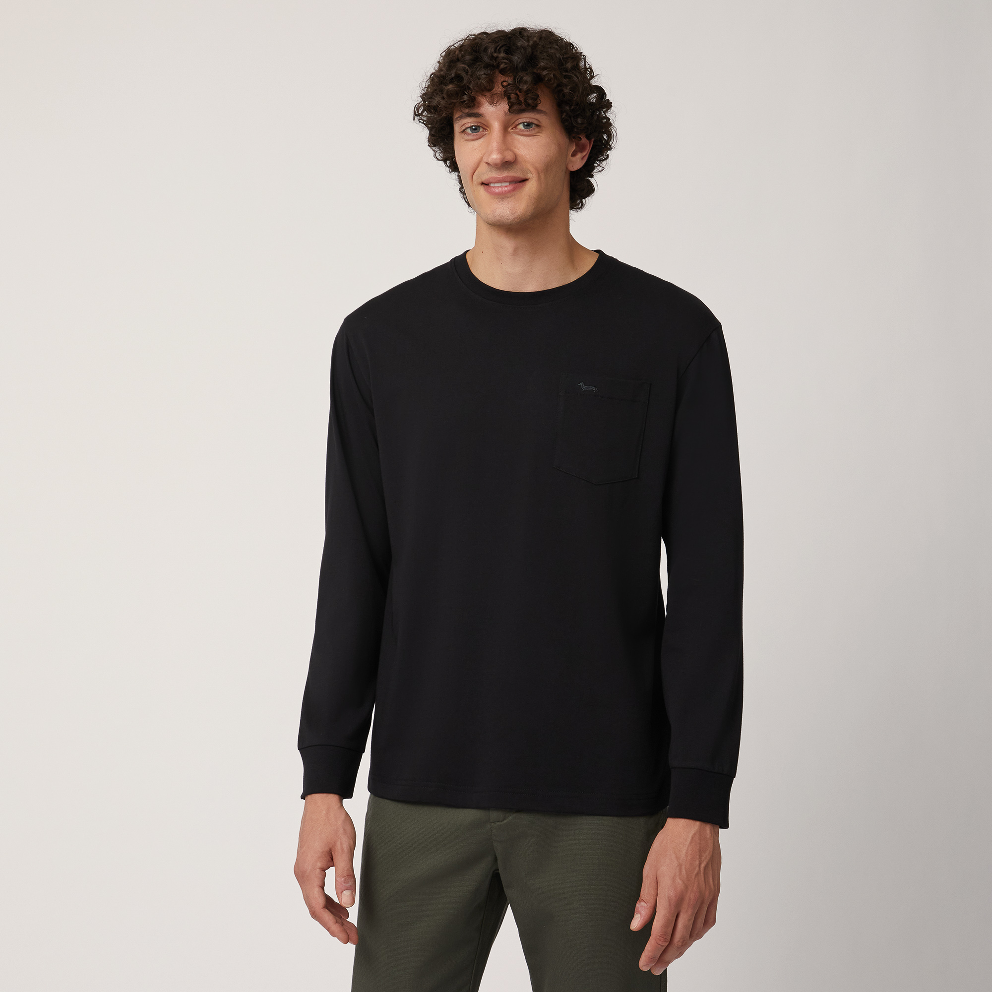 Sweater with Small Pocket, Nero, large