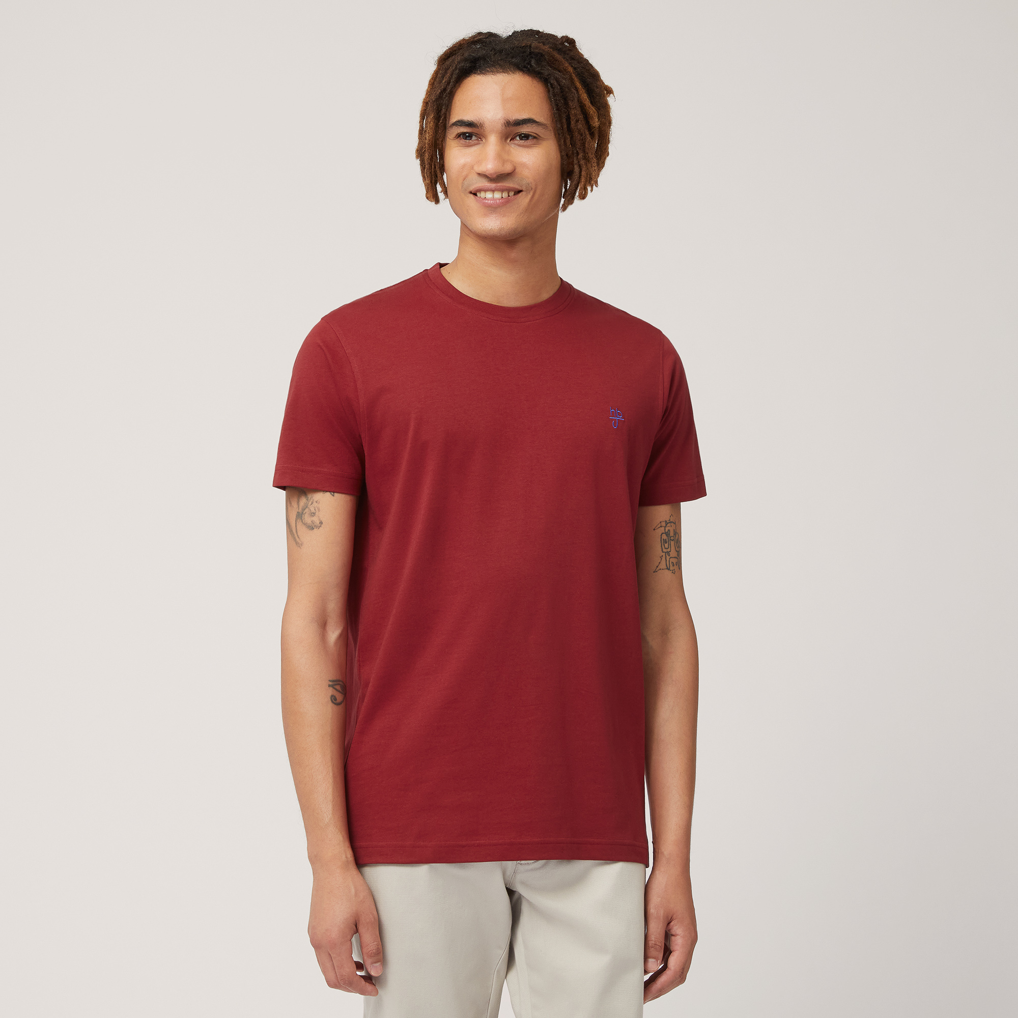 T-Shirt Con Monogram, Rosso, large