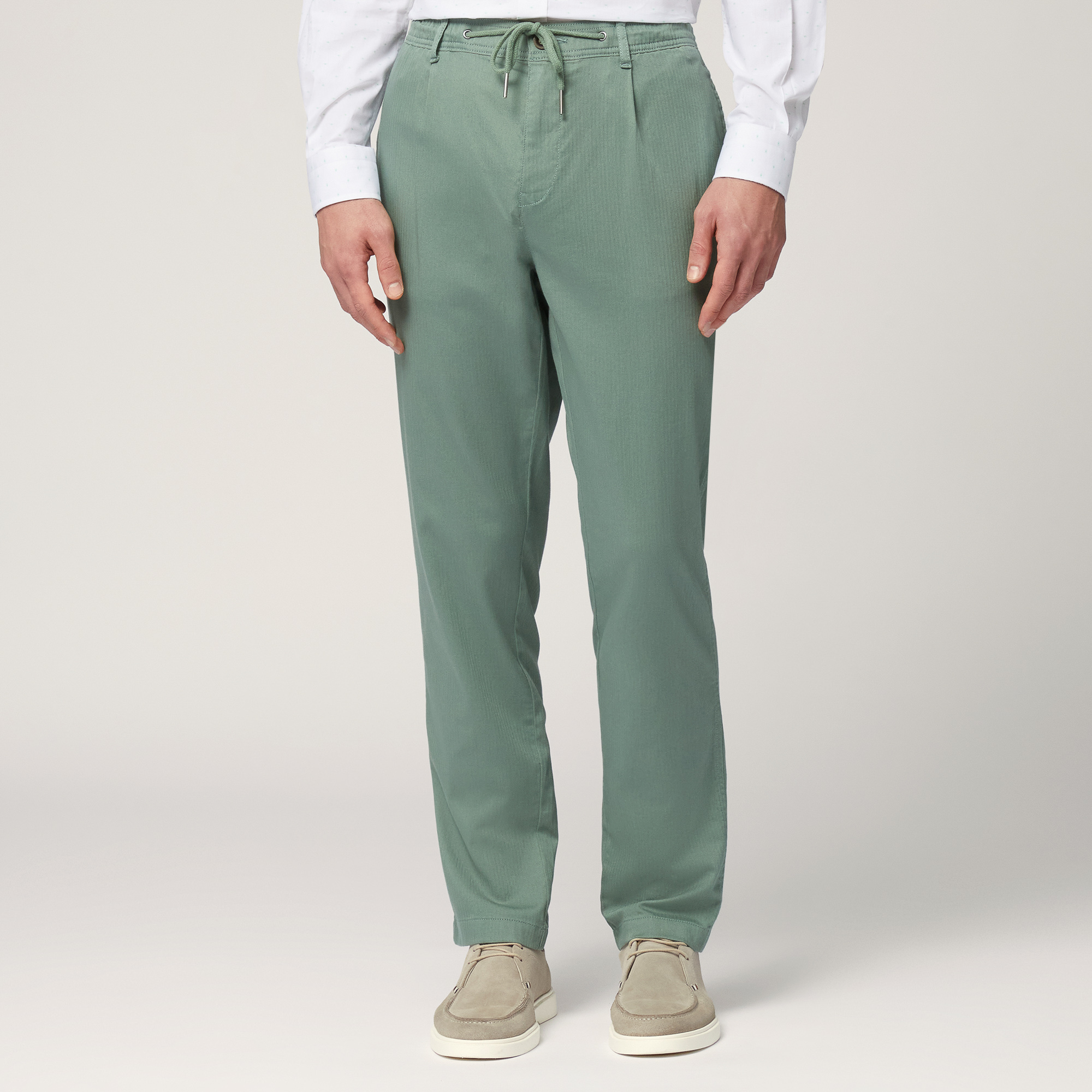 Chino Pants with Drawstring, Moss Green, large image number 0