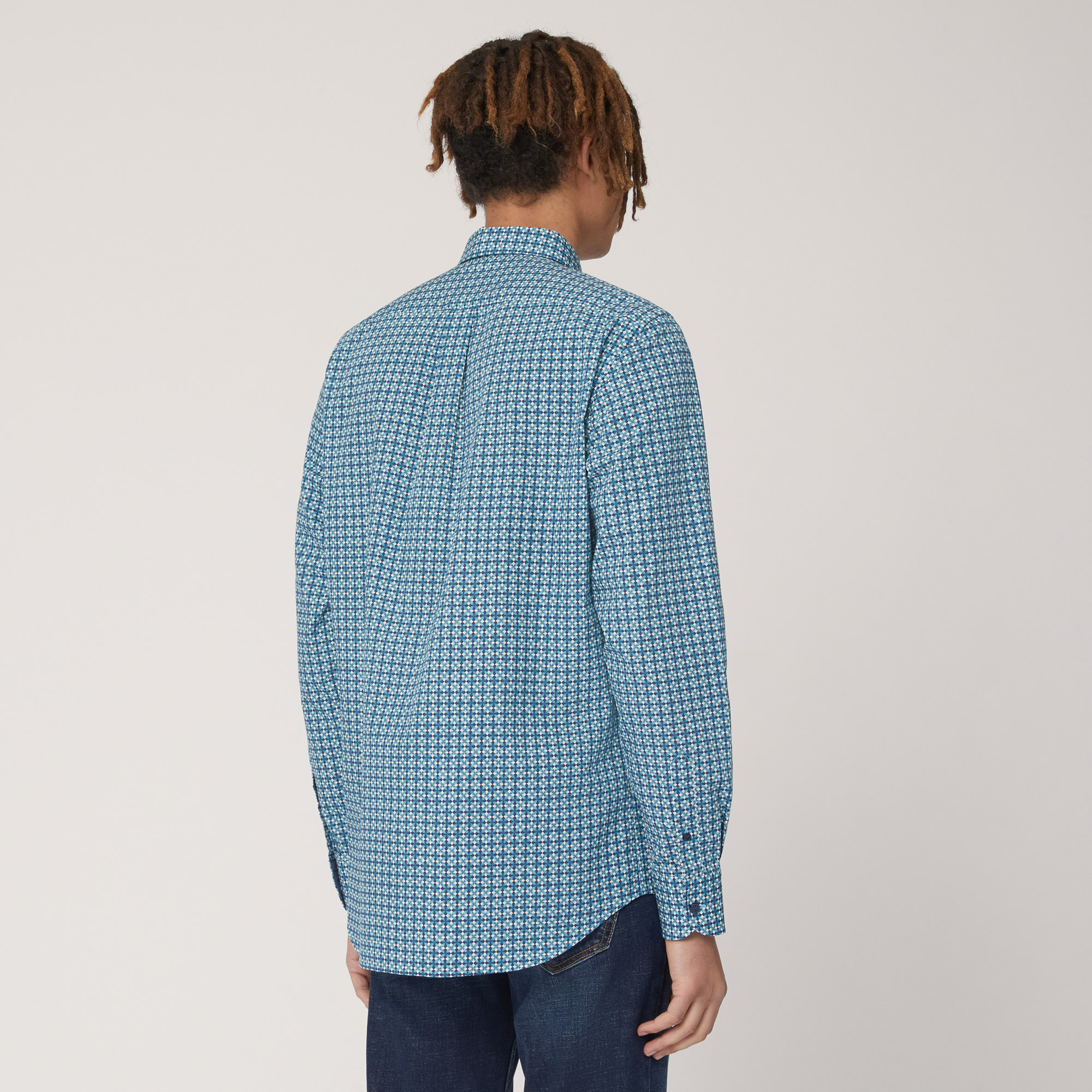 Shirt with Geometric Pattern, Blu, large image number 1