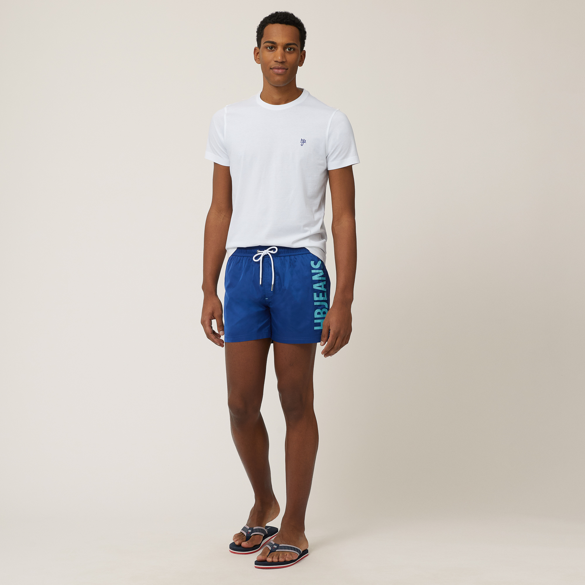 Shorts Da Mare Con Lettering, Blu Elettrico, large image number 3