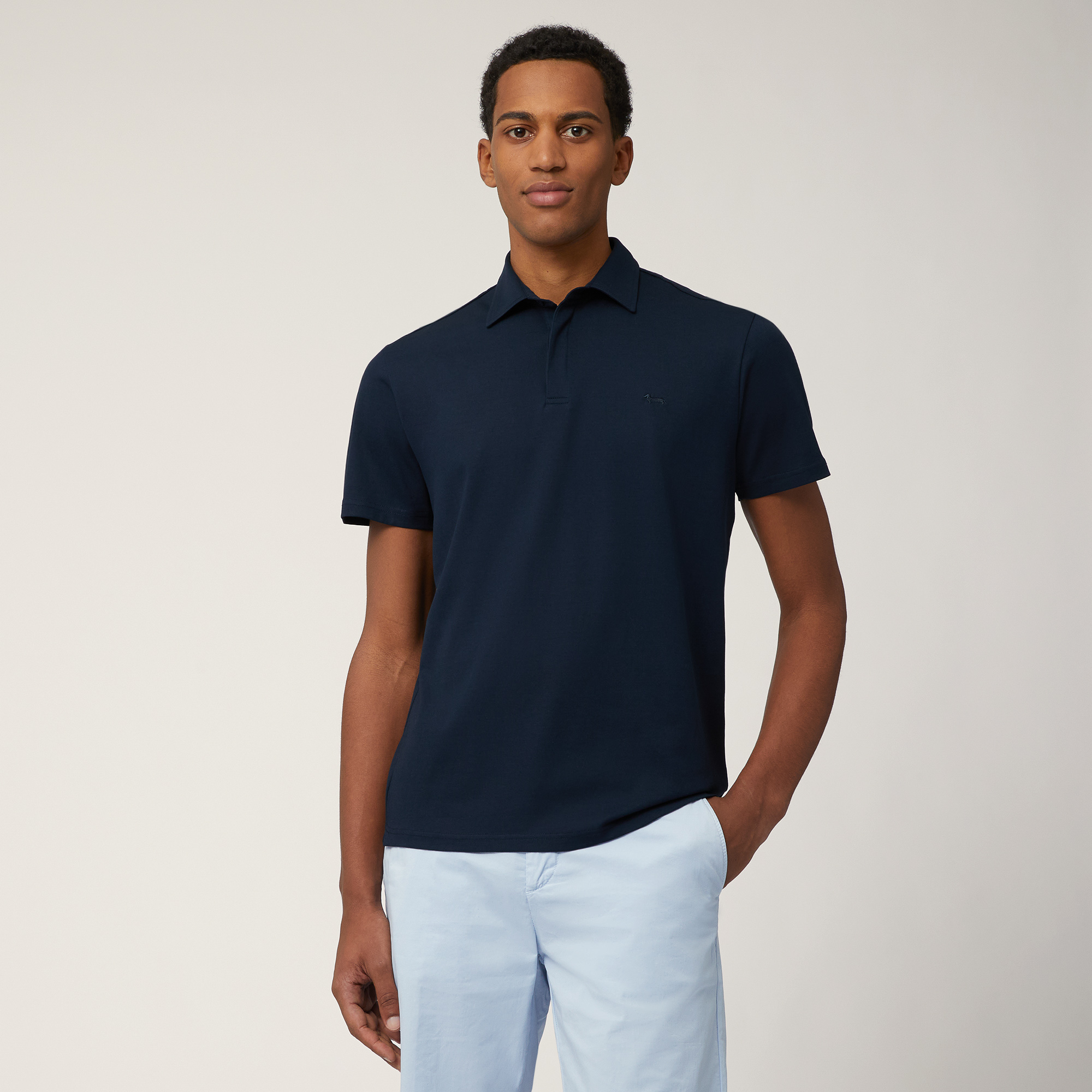 Solid Color Cotton Polo, Navy Blue, large image number 0