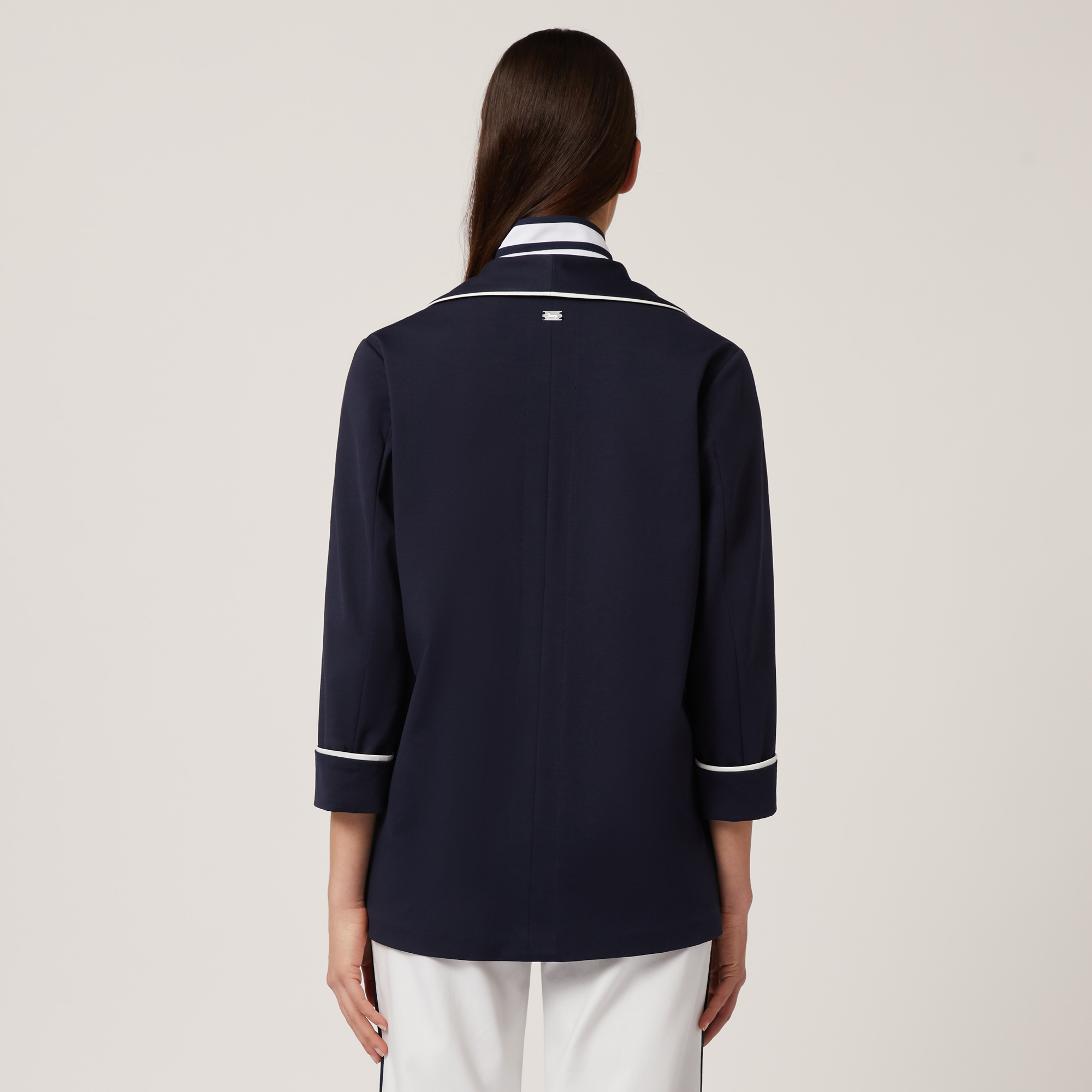 Jacket with Contrasting Trims, Navy Blue, large image number 1