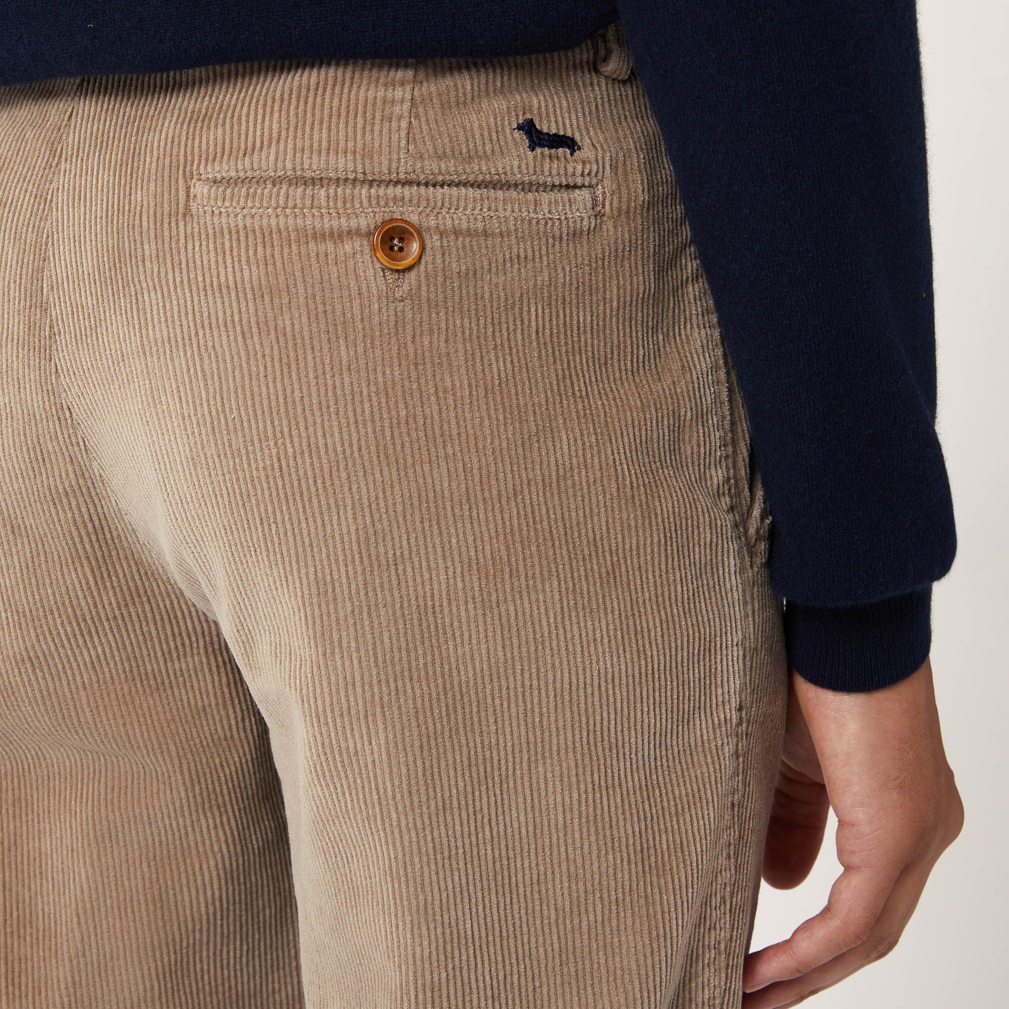 Pantaloni Chino In Velluto, Beige, large image number 2