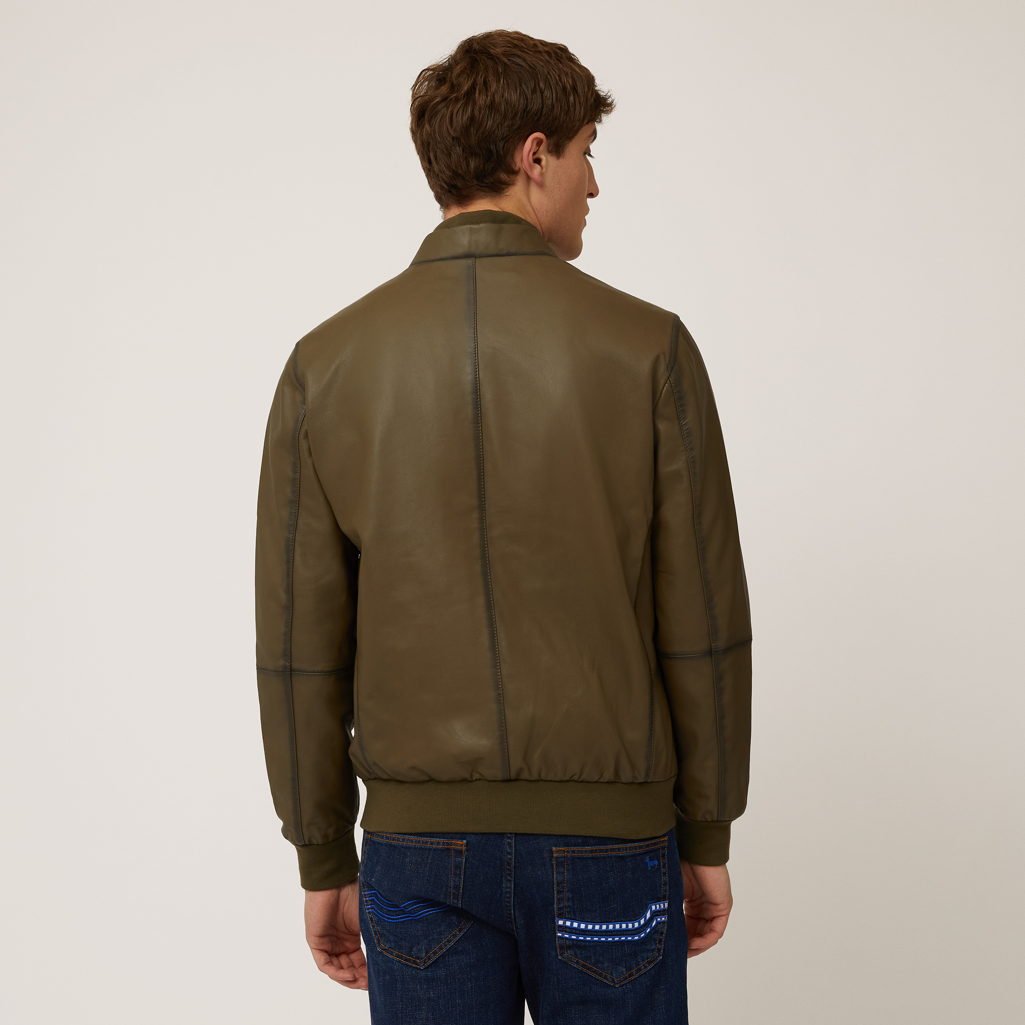 Bomber In Nappa Indigo Cruise, Spinach Green, large image number 1