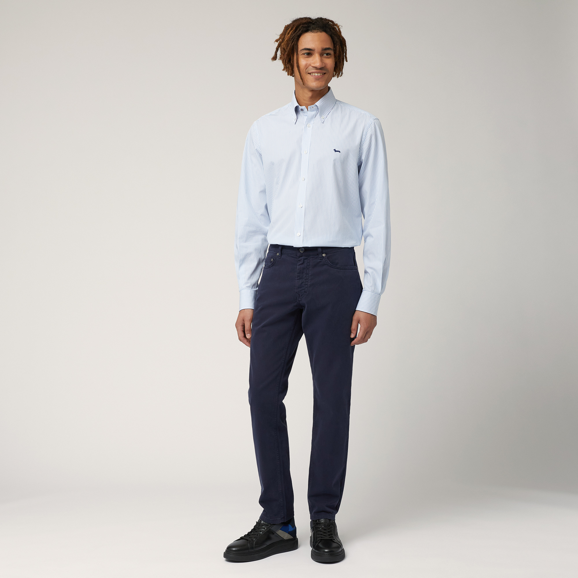 Narrow Five-Pocket Pants, Blu, large image number 3