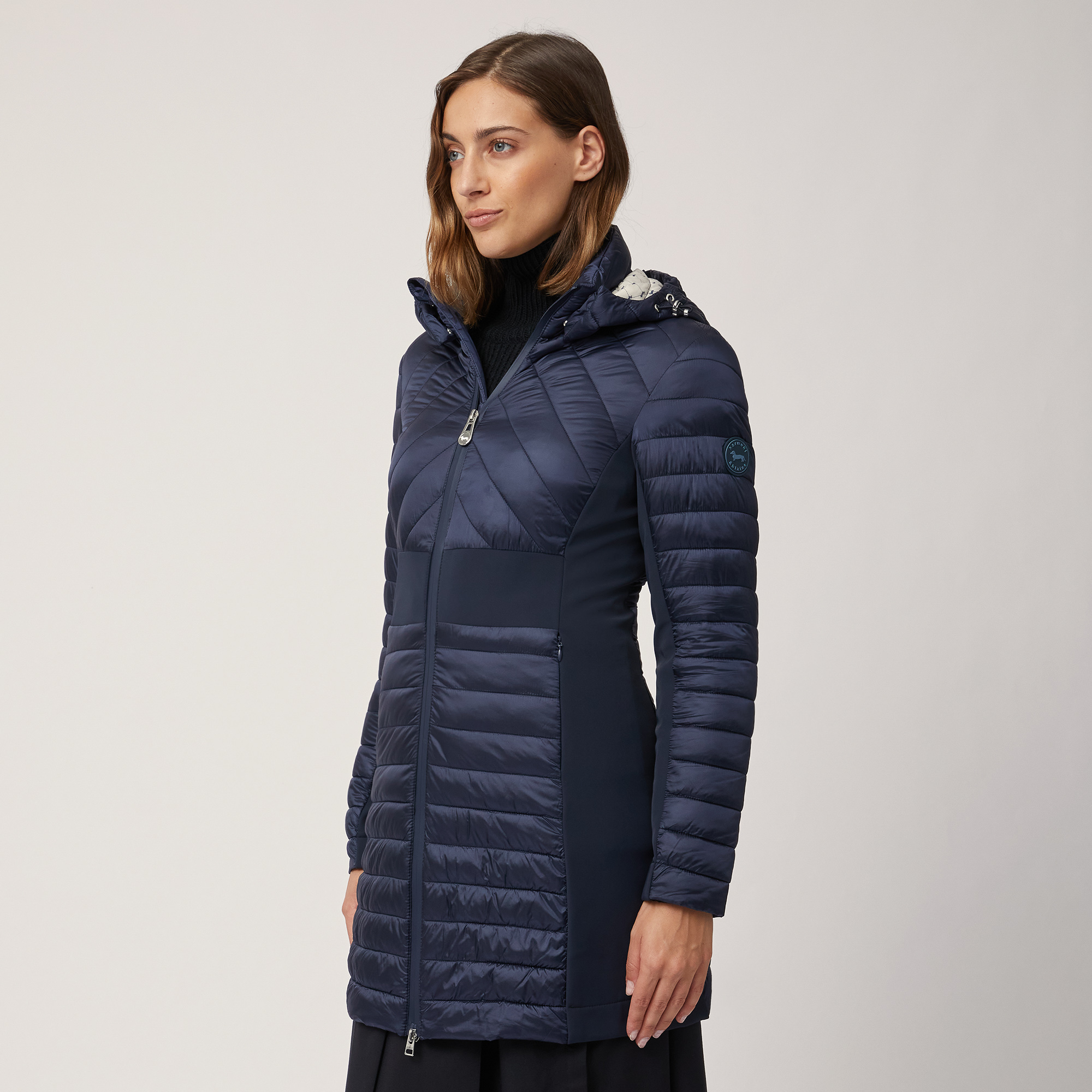 Nylon Long Jacket, Blu, large image number 0