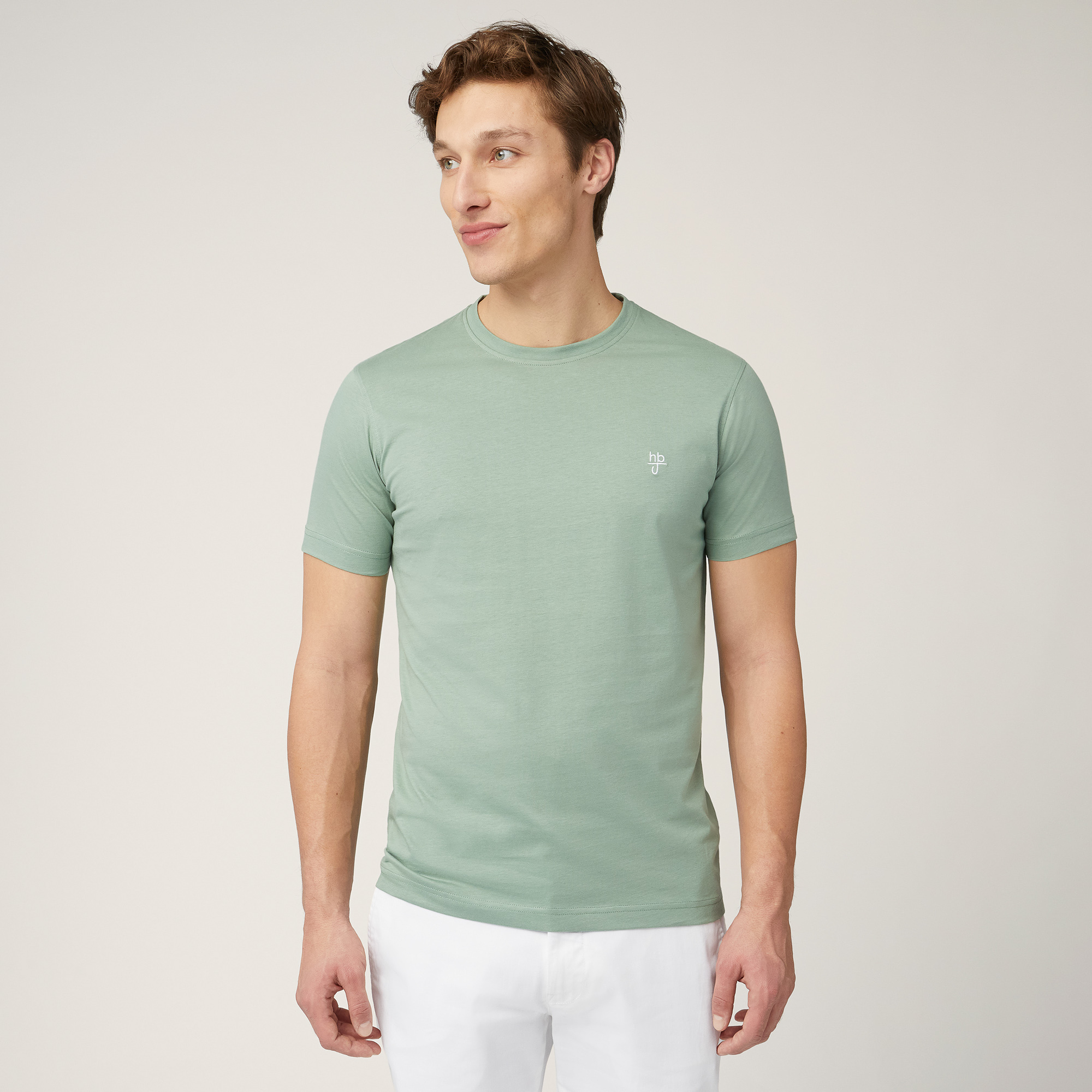 T-Shirt with Monogram, Moss Green, large image number 0