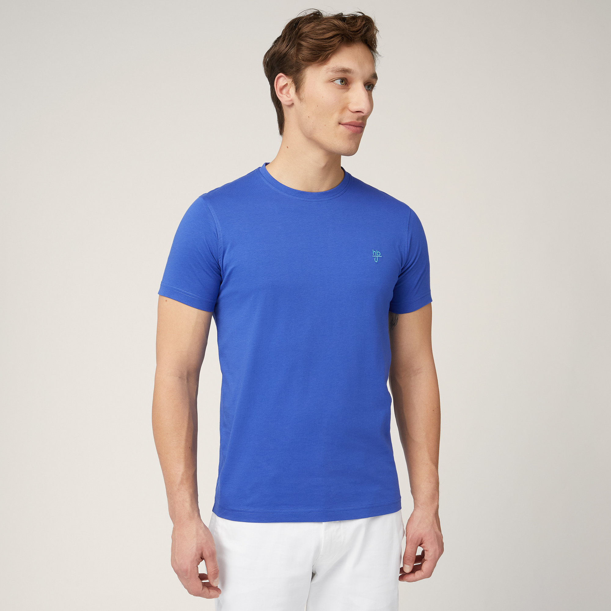 T-Shirt with Monogram, Electric Blue, large