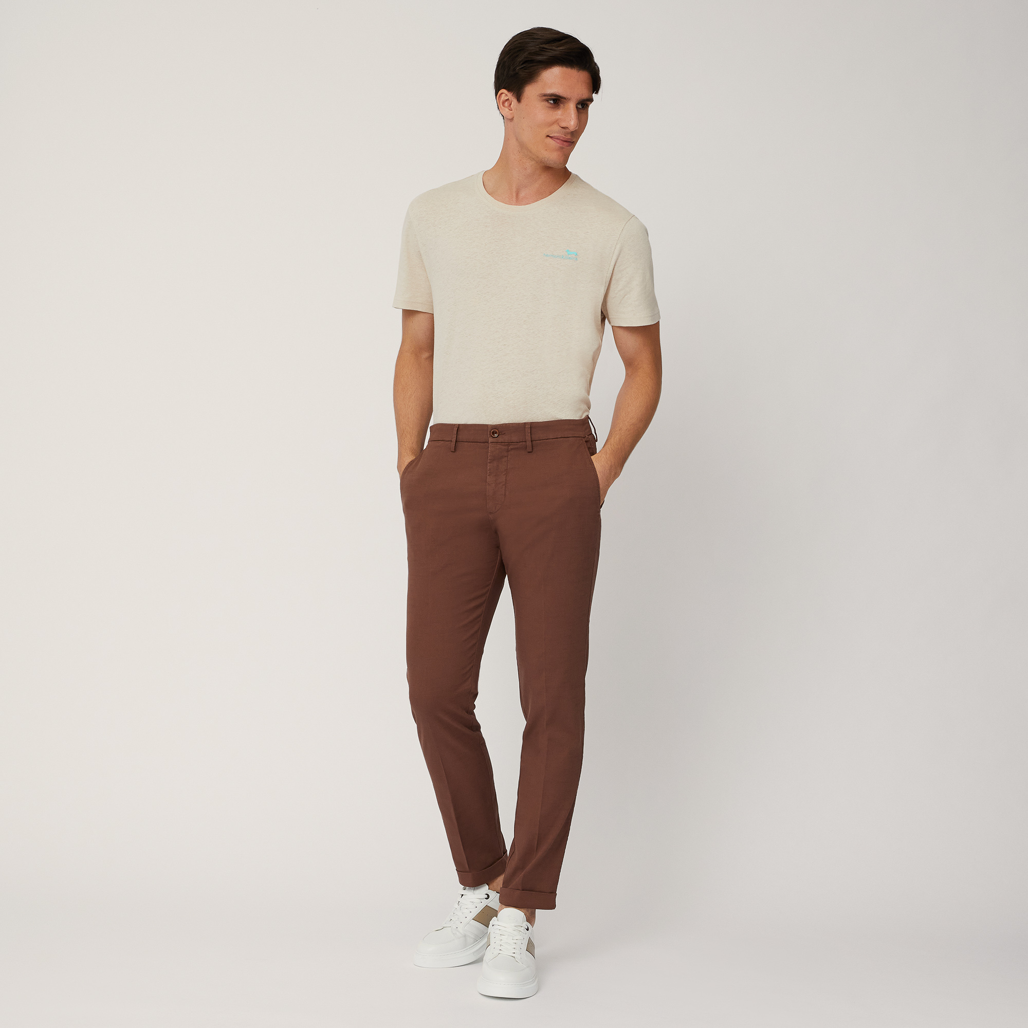 Slim Fit Chino Pants, Brown, large image number 3