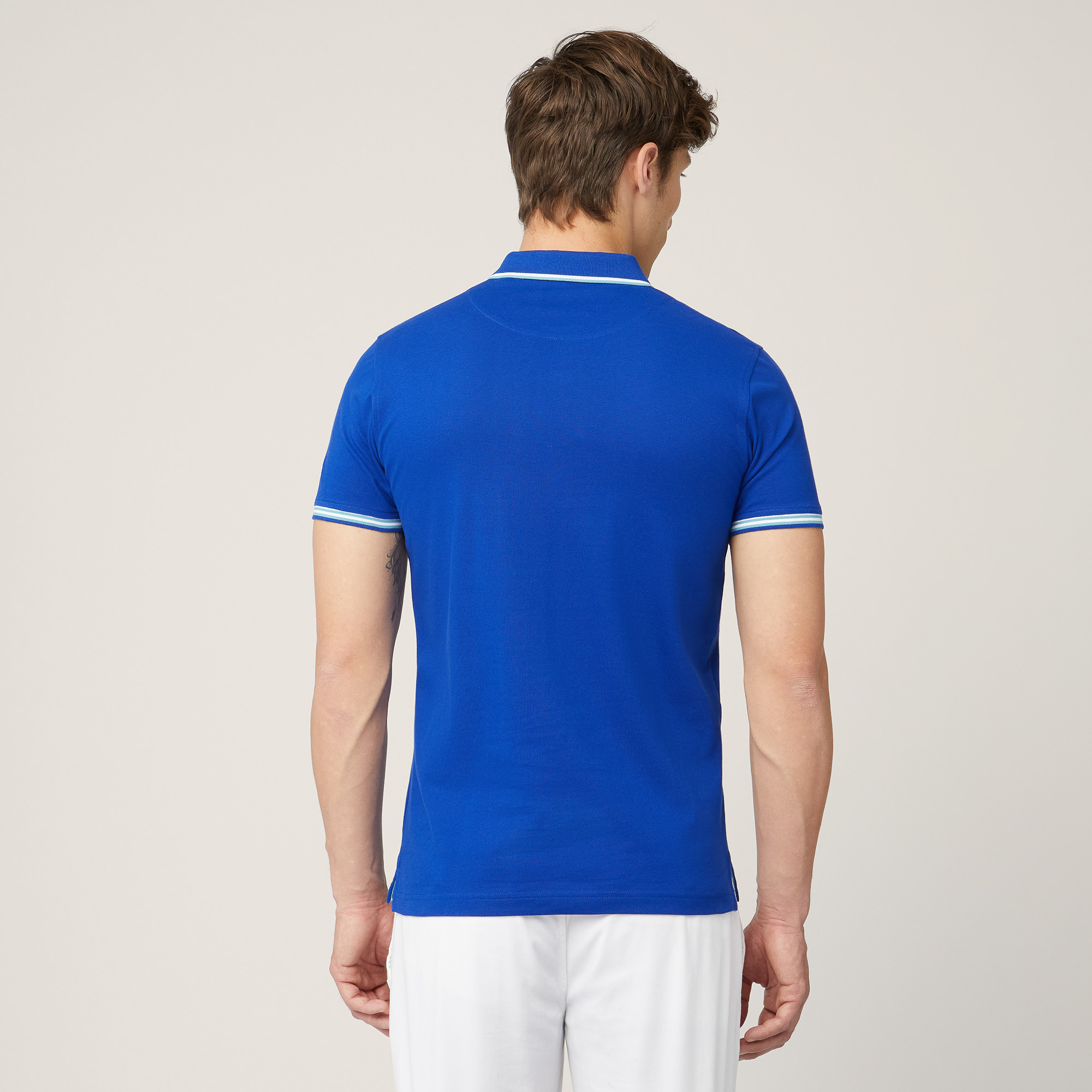 Polo with Contrasting Stripes, Electric Blue, large image number 1