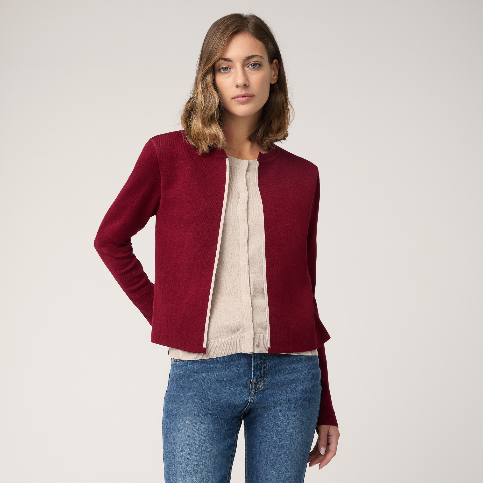 Two-Tone Cardigan with Panel