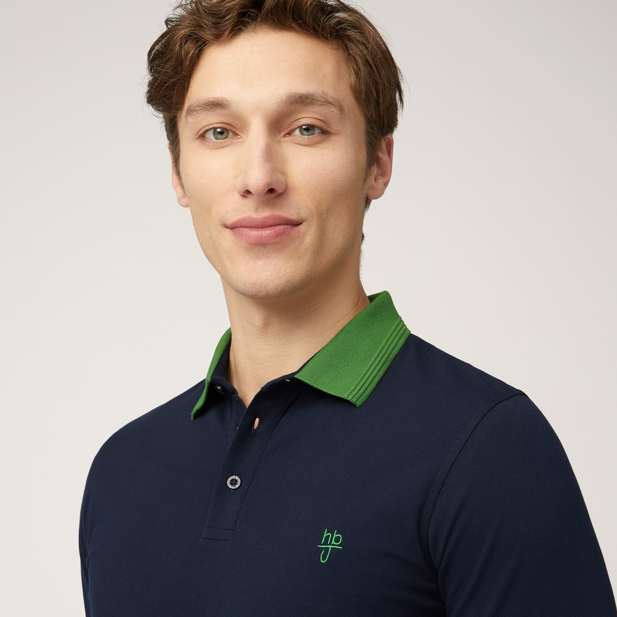 Polo with Contrasting 3D Collar, Dark Blue, large image number 2