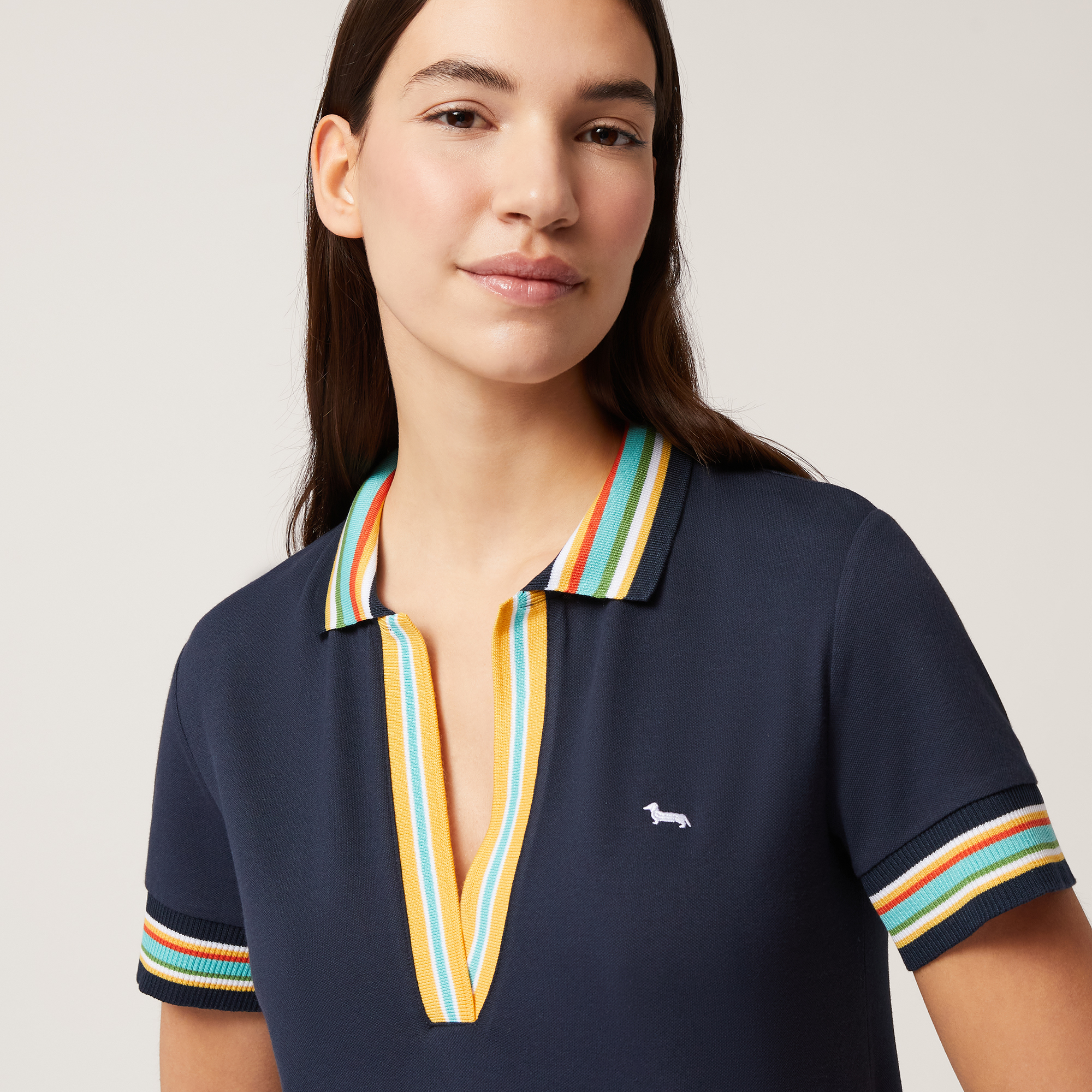 Polo with Striped Rib, Navy Blue, large image number 2