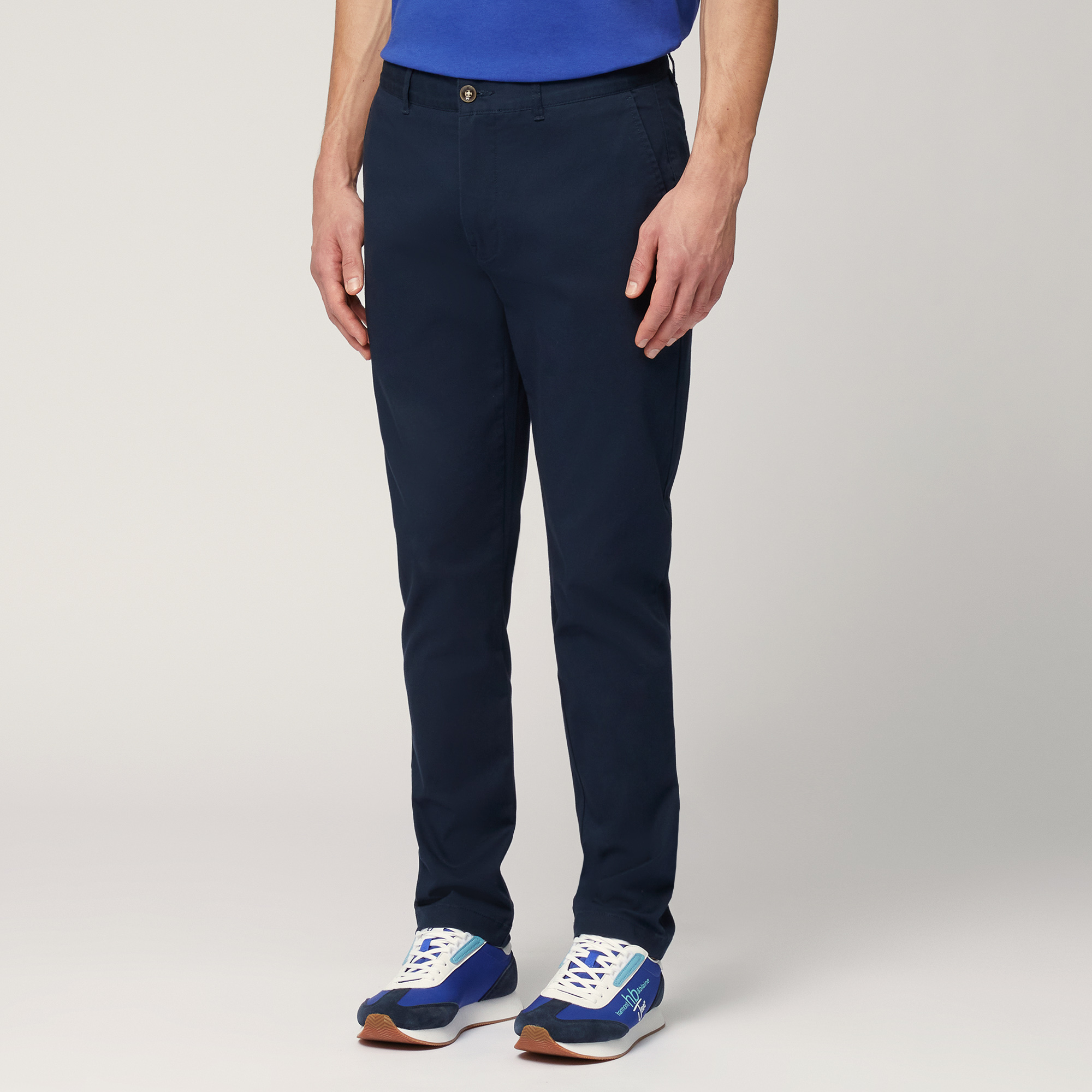 Pantaloni Chino In Twill, Blu Scuro, large