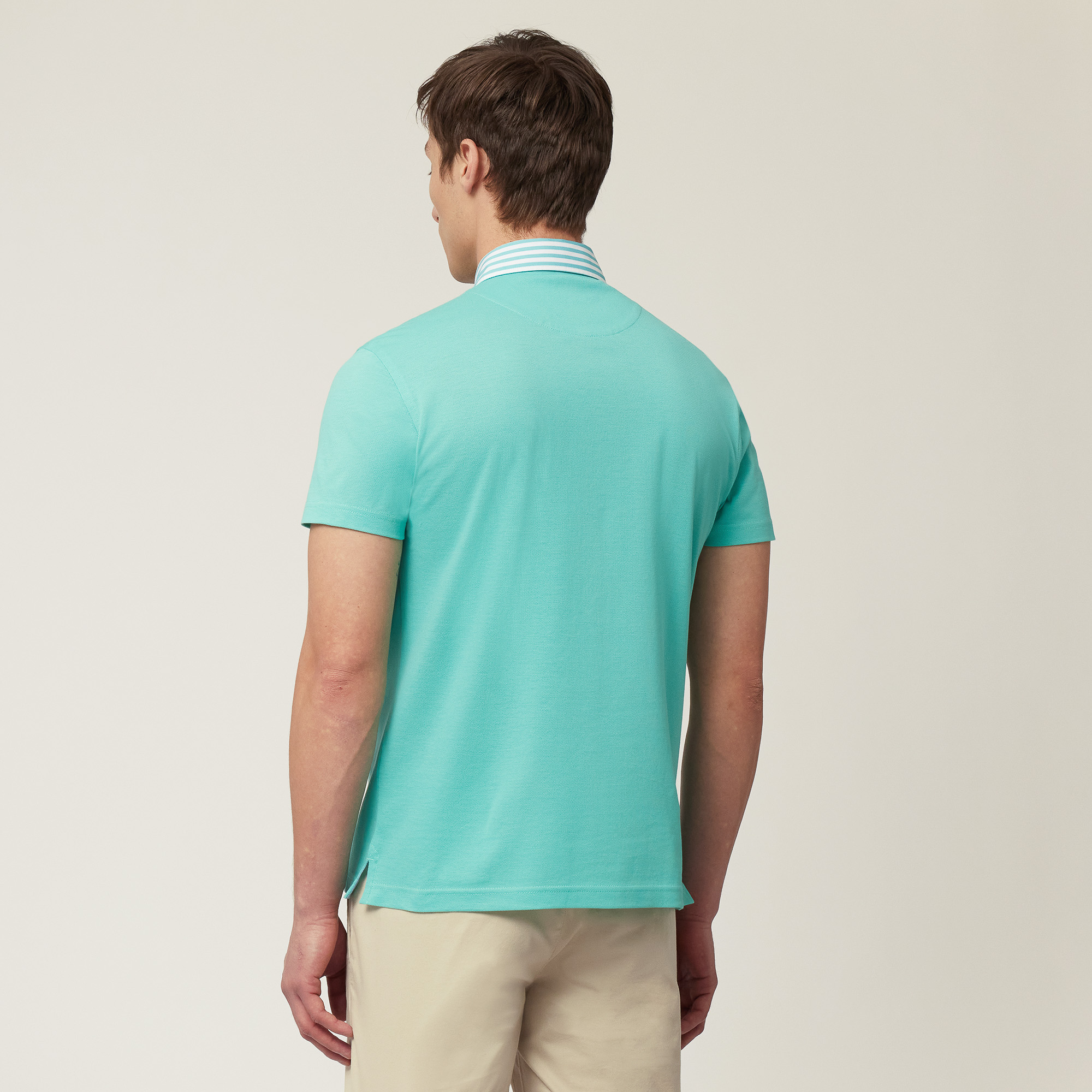 Vietri Polo with Striped Collar, Turquoise, large image number 1