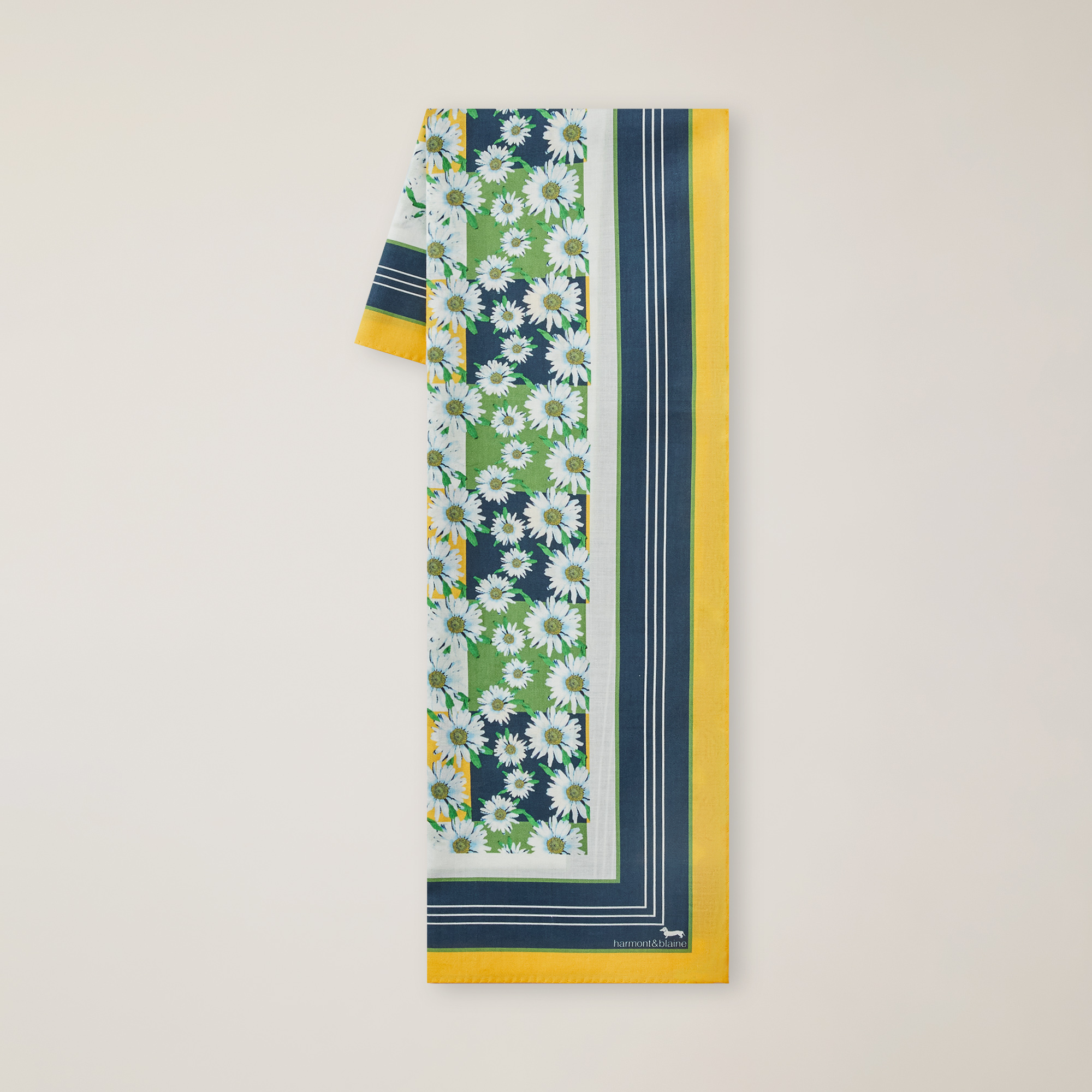 Bandana with Squares and Daisies, Canary Yellow, large image number 0