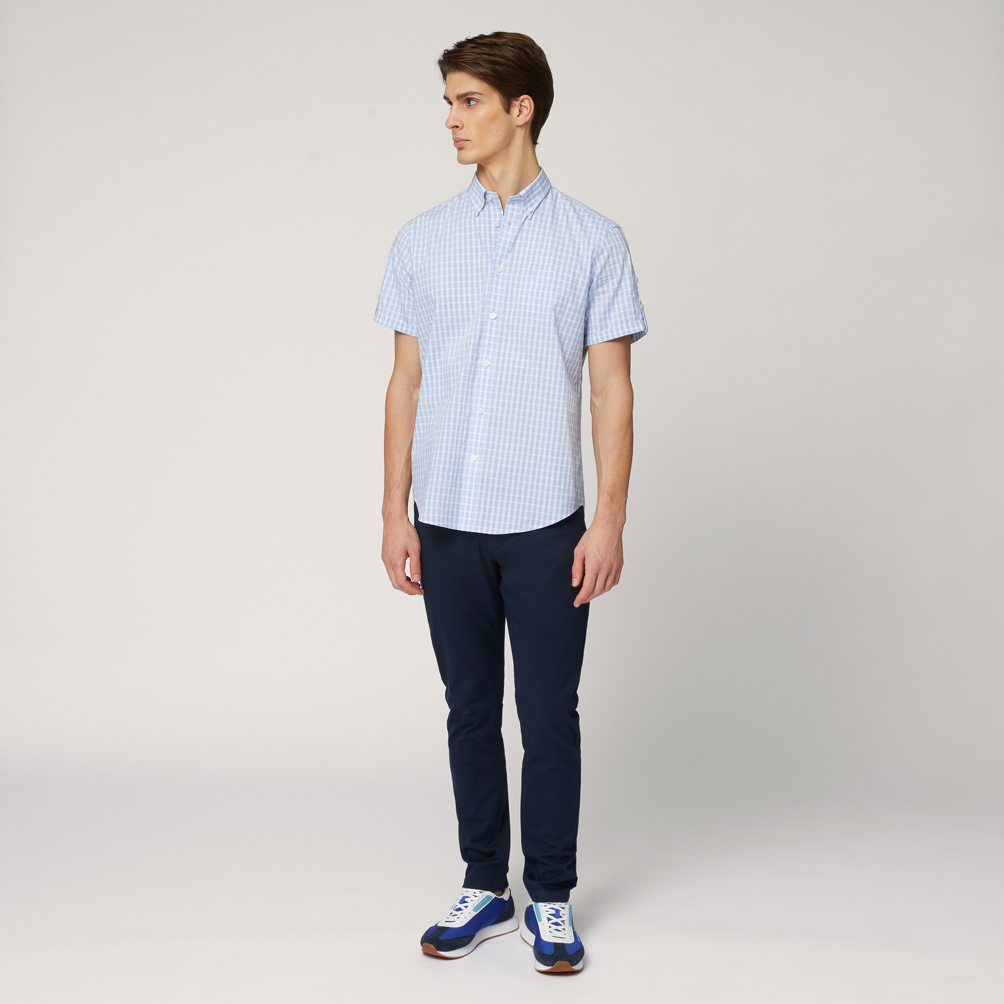 Check Short-Sleeved Shirt, Sport Blue, large image number 3