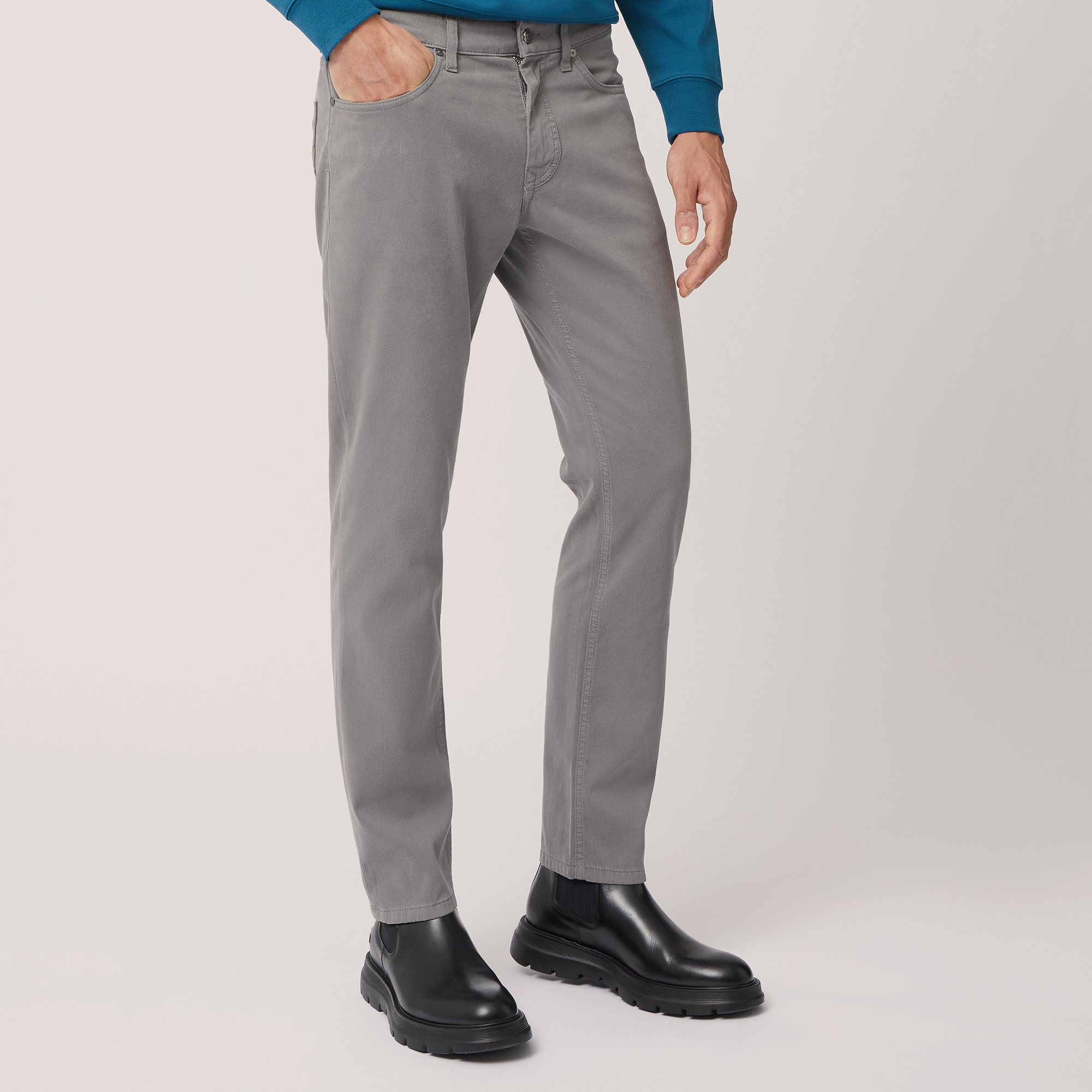 Narrow Pants with Inserts, Grigio, large image number 0