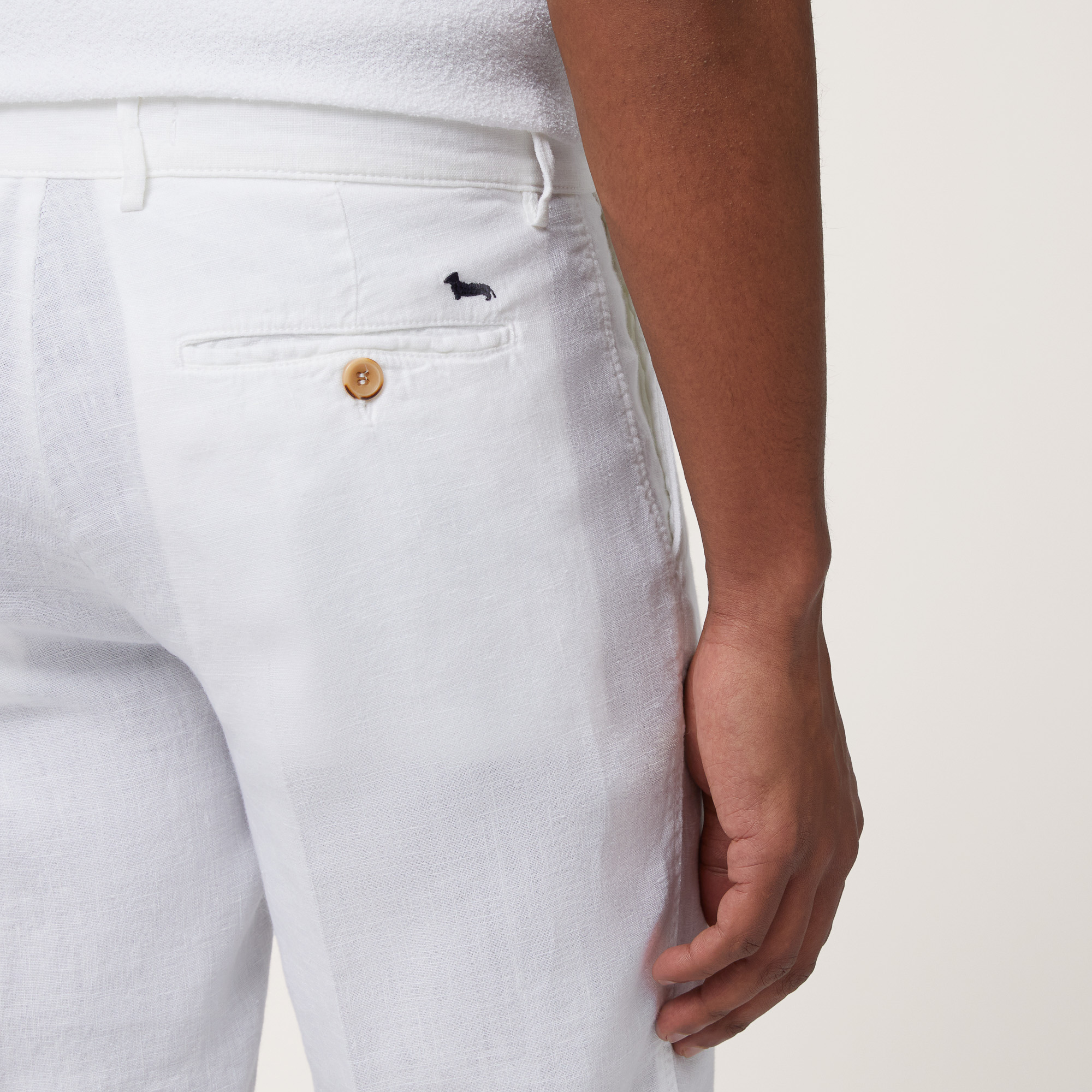 Regular Fit Linen Bermuda Shorts, White, large image number 2