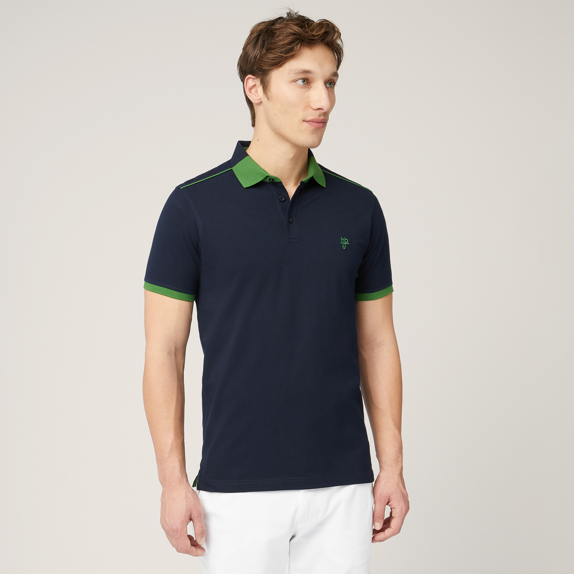 Polo Narrow Con Contrasti, Blu Scuro, large