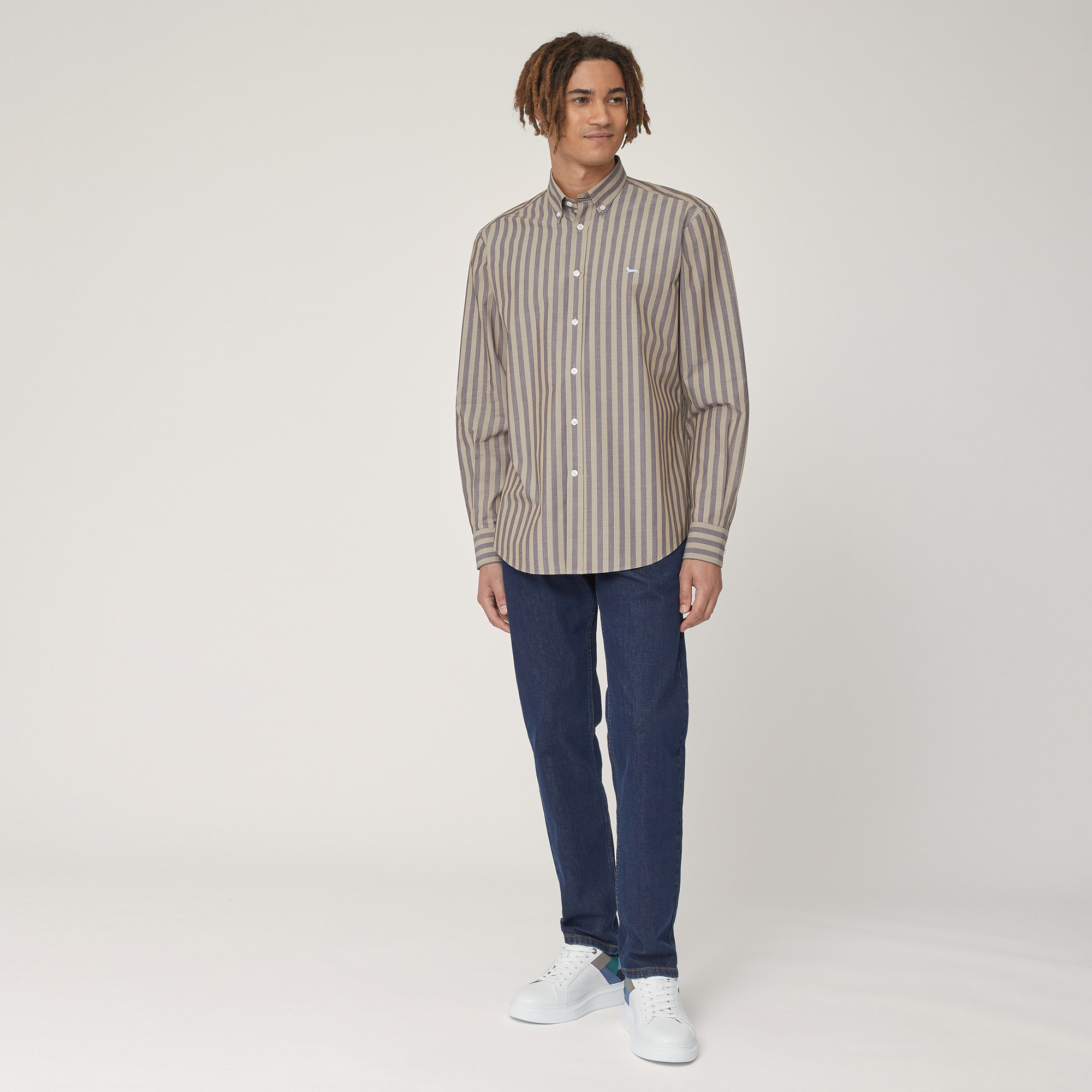 Regular Two-Tone Striped Shirt, Brown, large image number 3