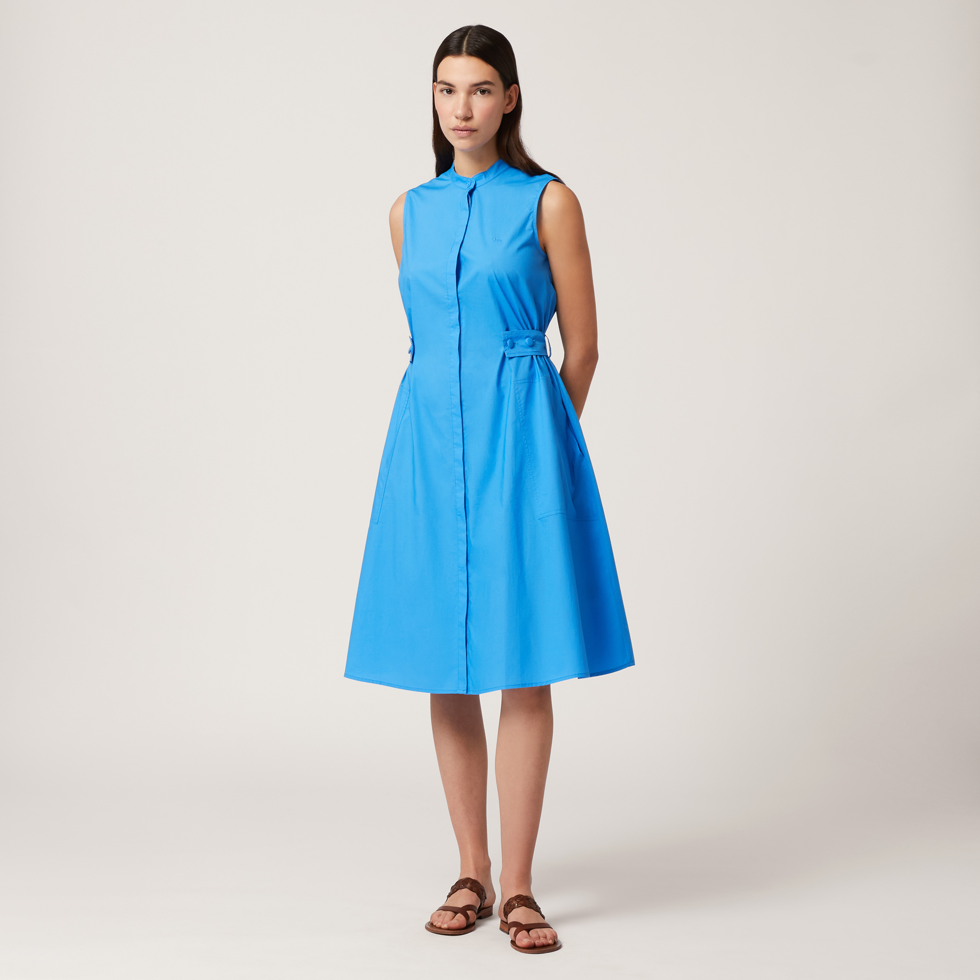 Sleeveless Shirt Dress, Light Blue, large image number 0