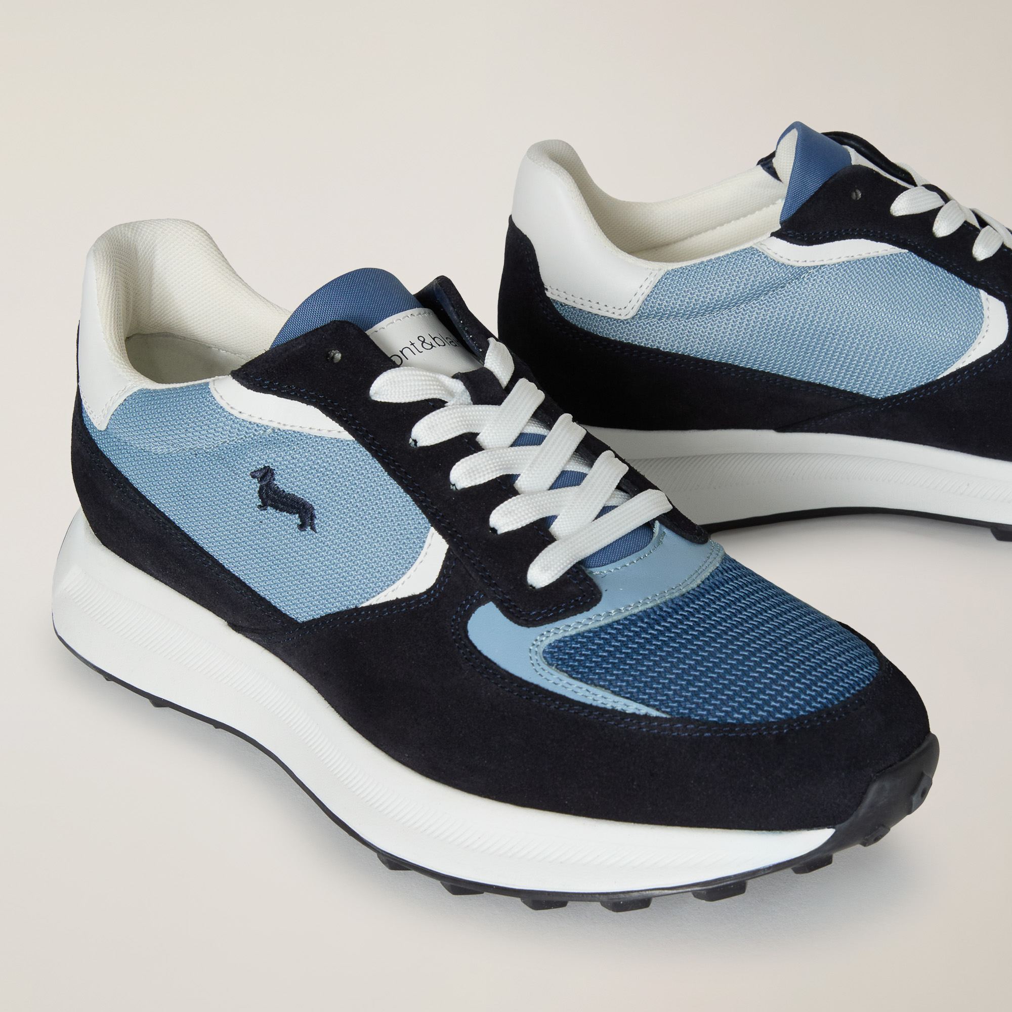 Mixed-Material Sneaker, Blue/Navy, large image number 3