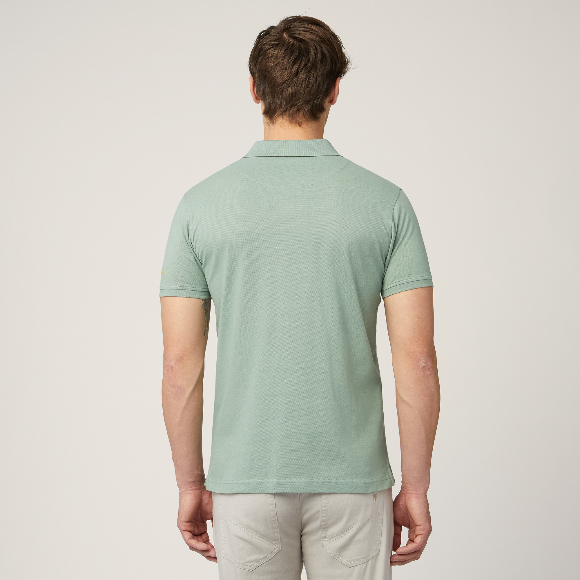 Narrow-Fit Cotton Polo, Moss Green, large image number 1