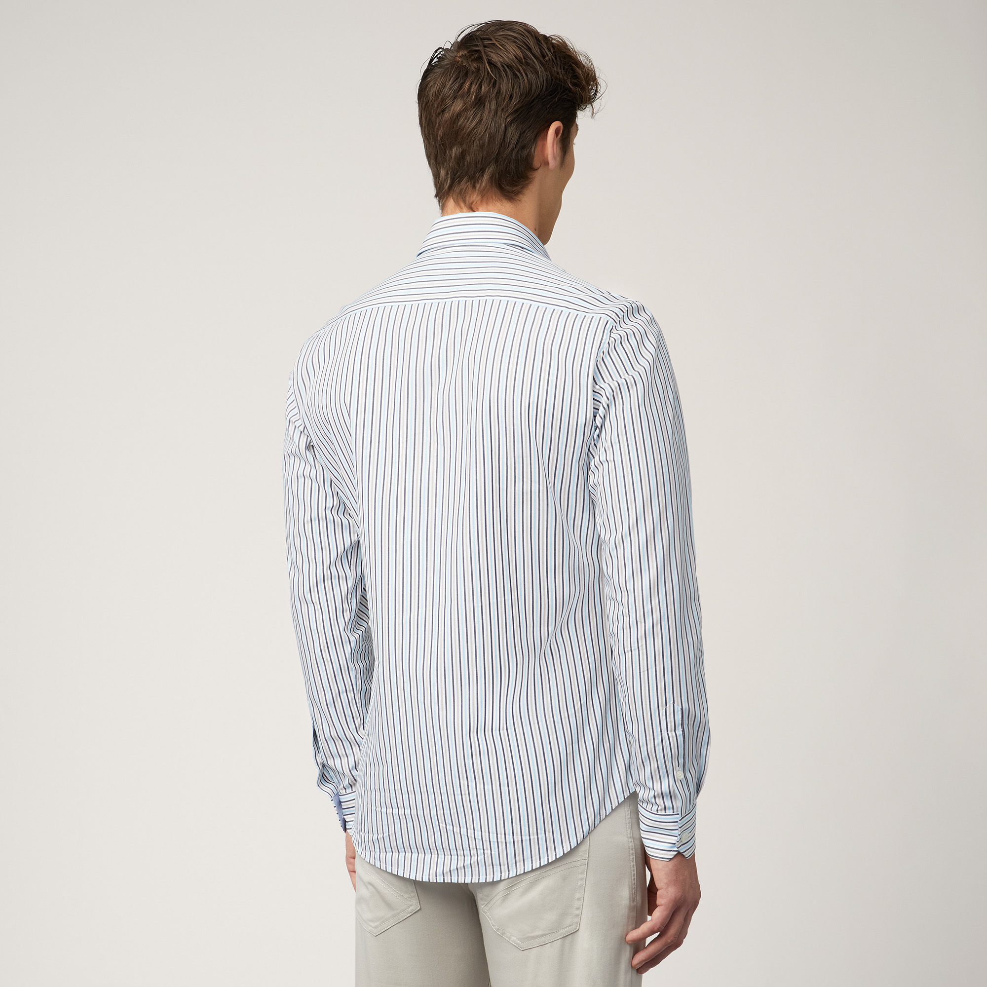 Striped Cotton Shirt, Sand, large image number 1