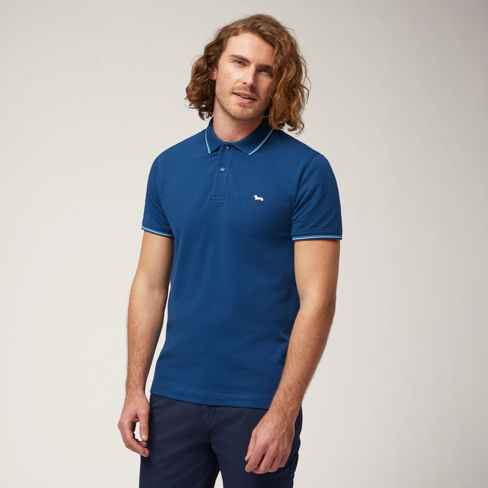 Polo with Striped Details, Light Blue, large image number 0