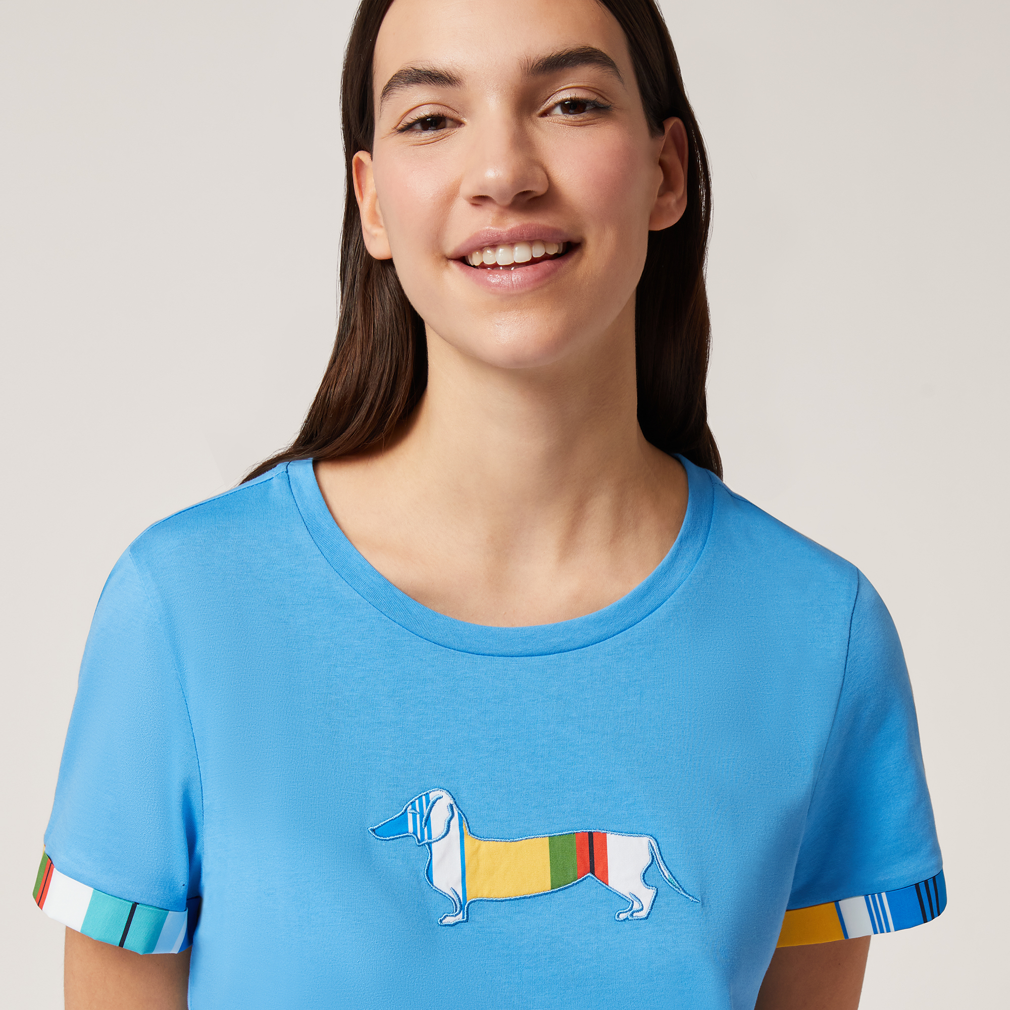 T-Shirt With Striped Patches, Light Blue, large image number 2