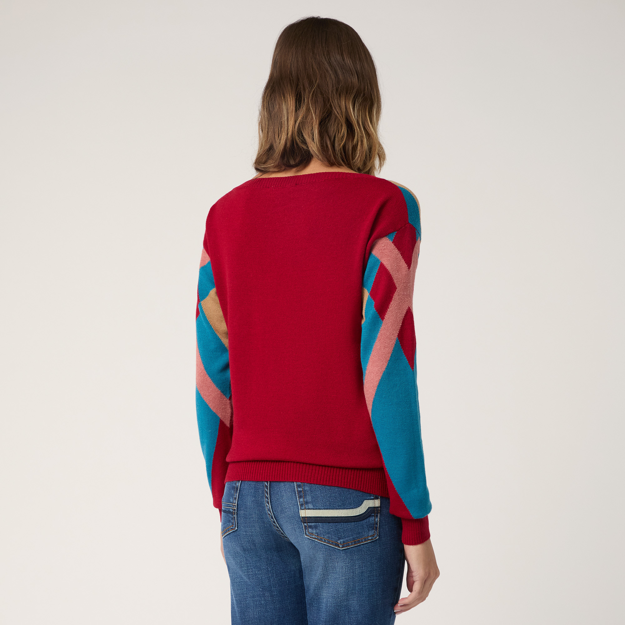 Multicolor Diamond Sweater, Red , large image number 1