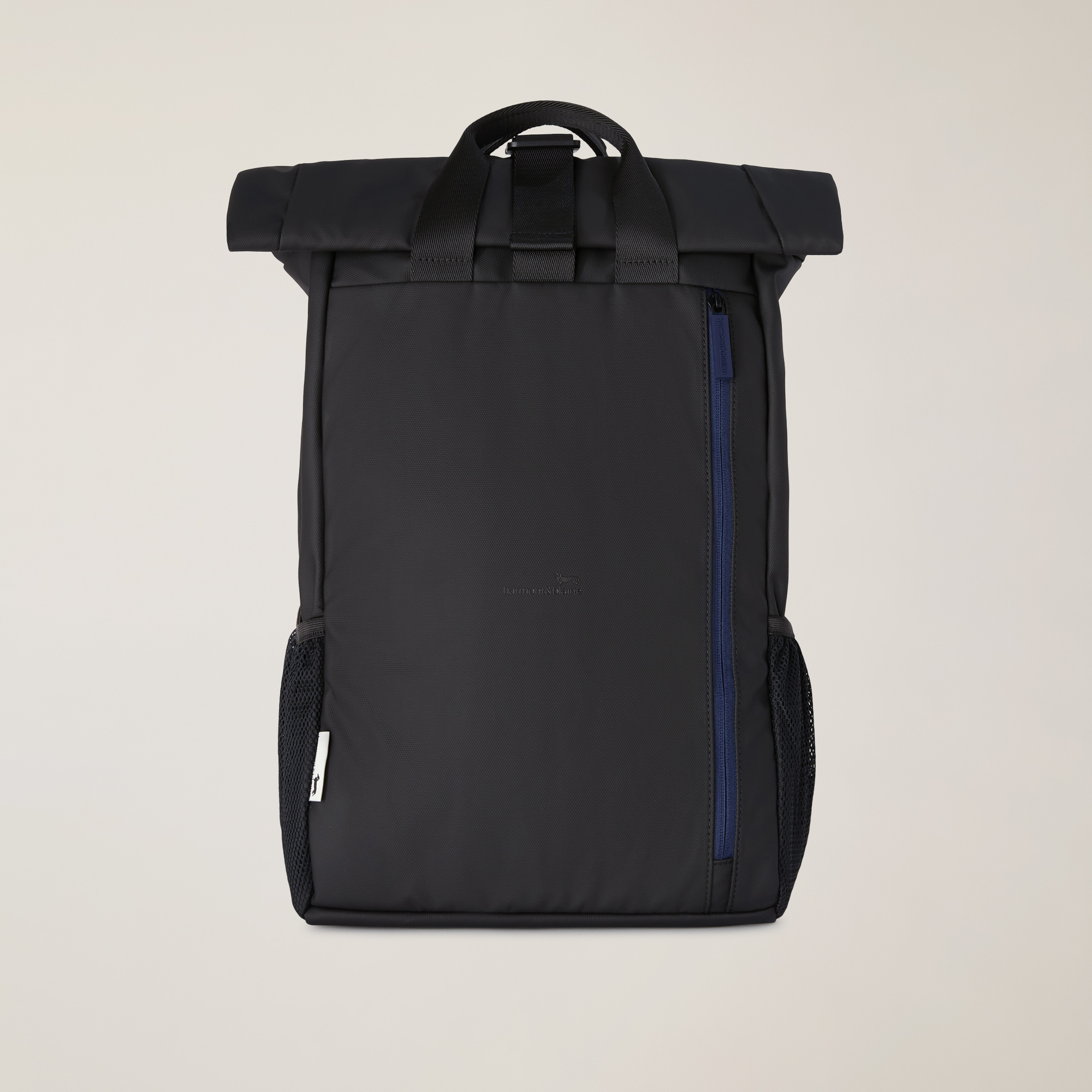 Zaino Rolltop Con Zip Frontale, Nero, large image number 0