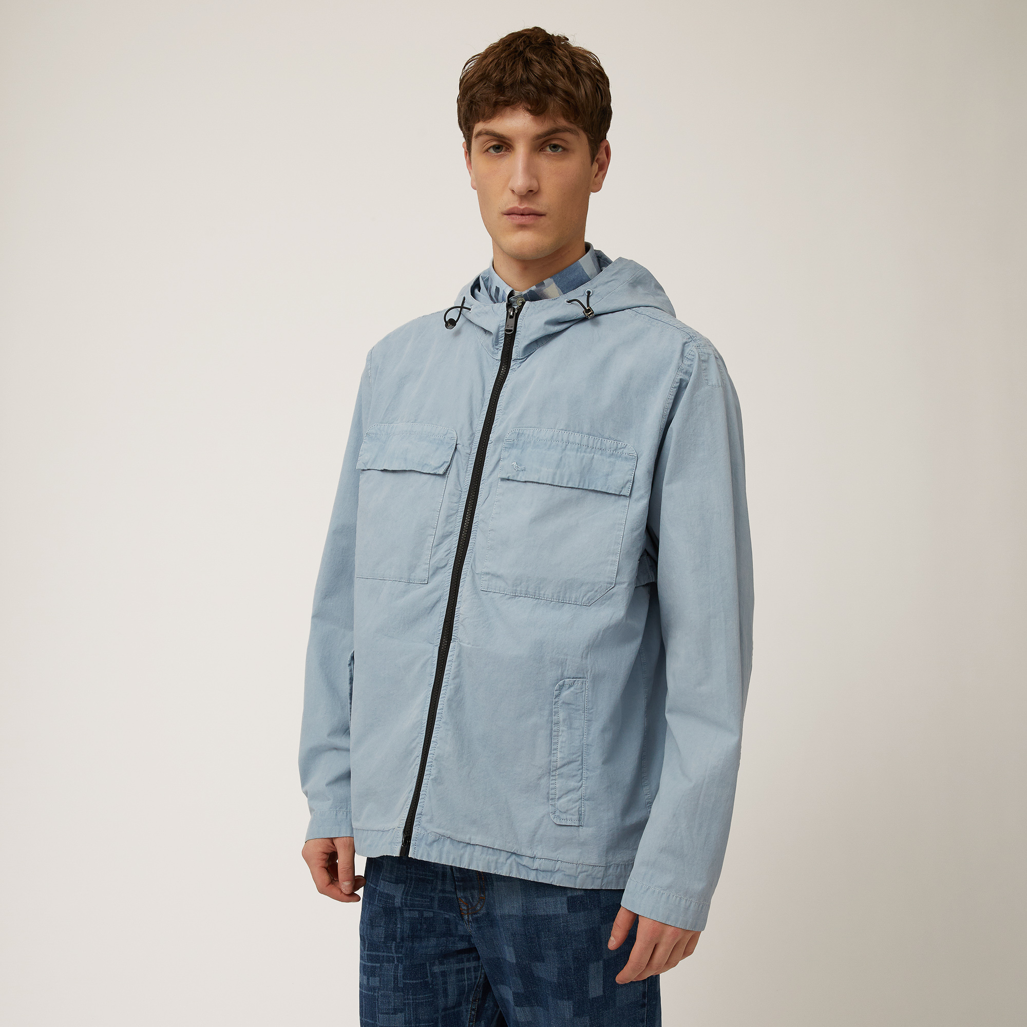 Technical Cotton Jacket, Light Blue, large image number 0