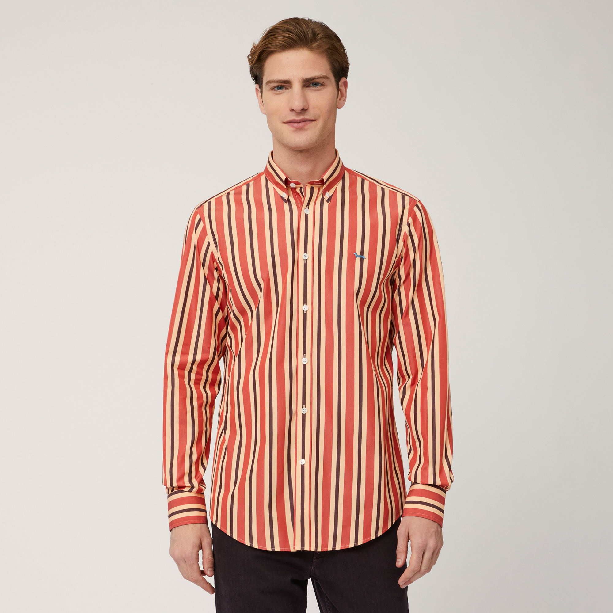 Vertical Stripe Shirt, Arancio, large image number 0