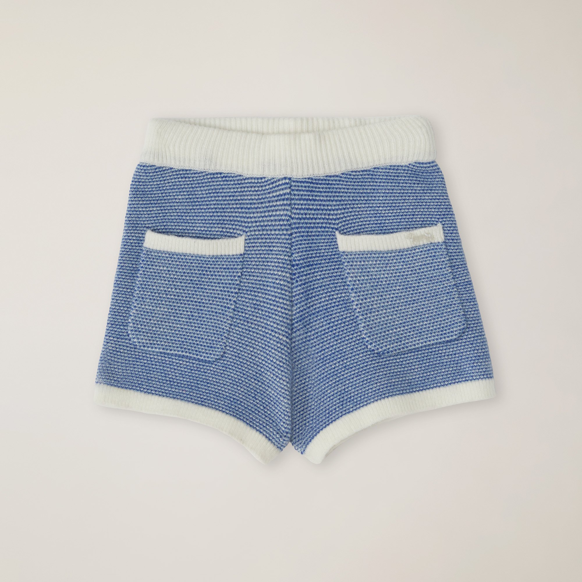 Wool-Blend Shorts With Geometric Pattern, Light Blue, large image number 0