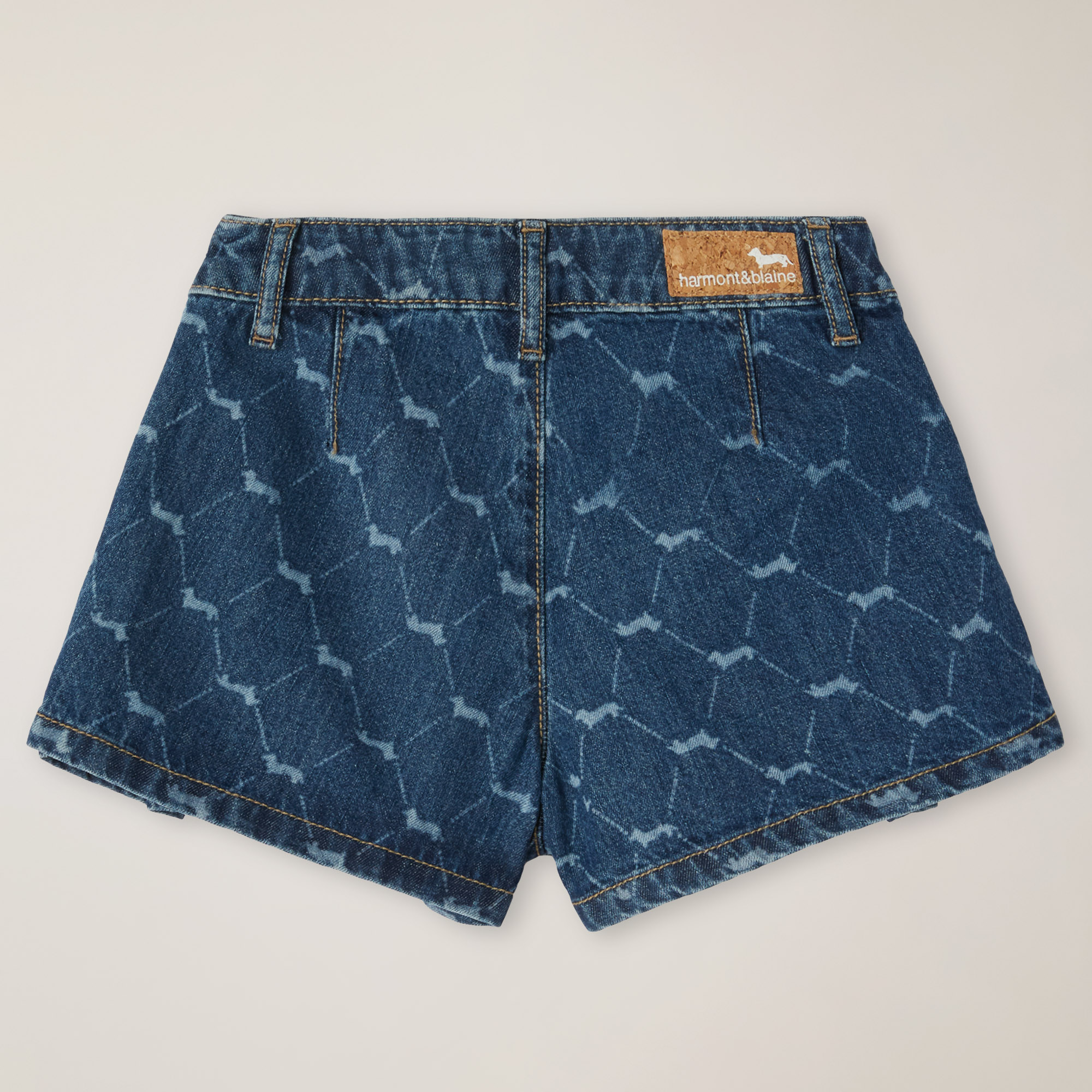 Laser-Print Denim Shorts, Light Blue, large image number 1