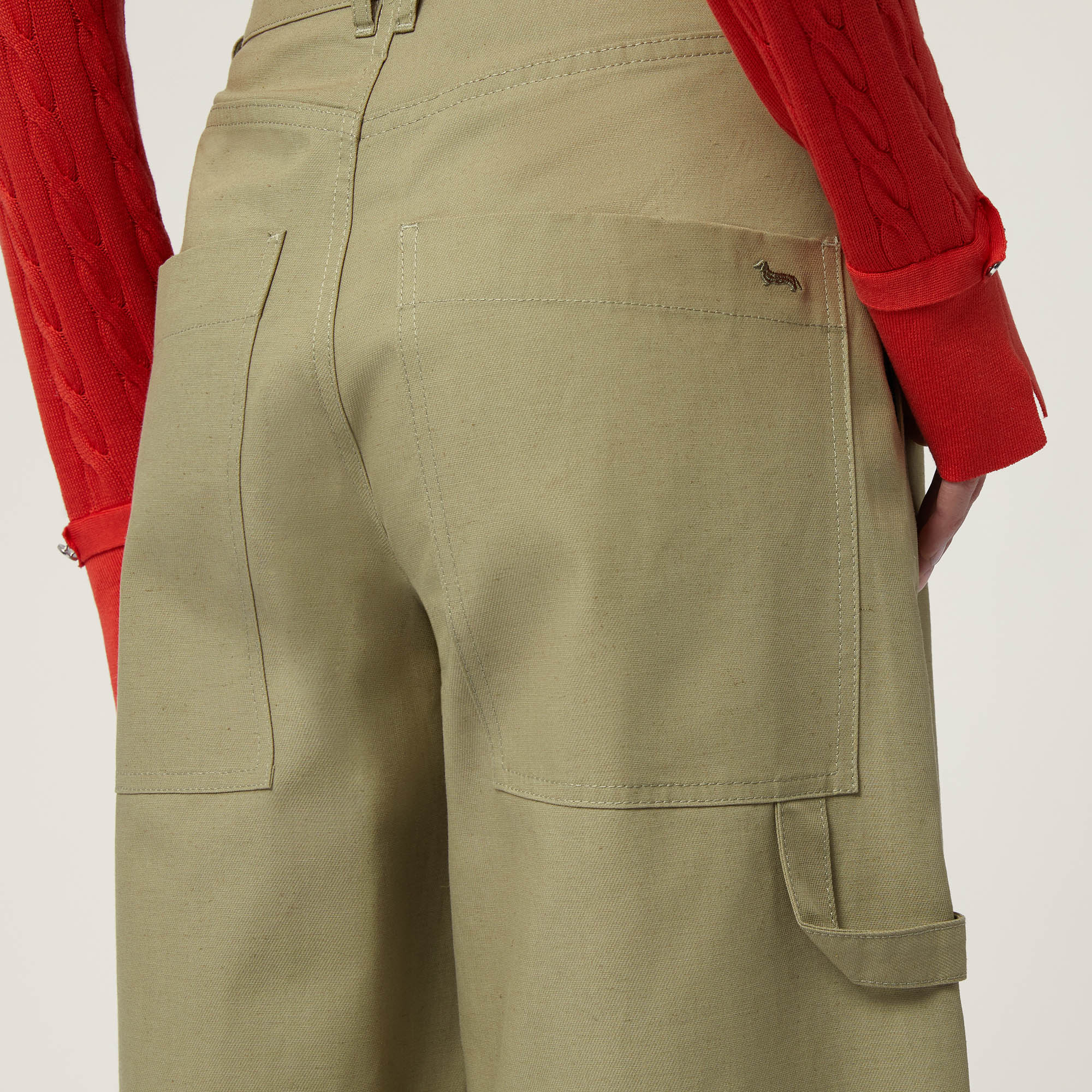 Gathered Hem Pants, Military Green, large image number 2