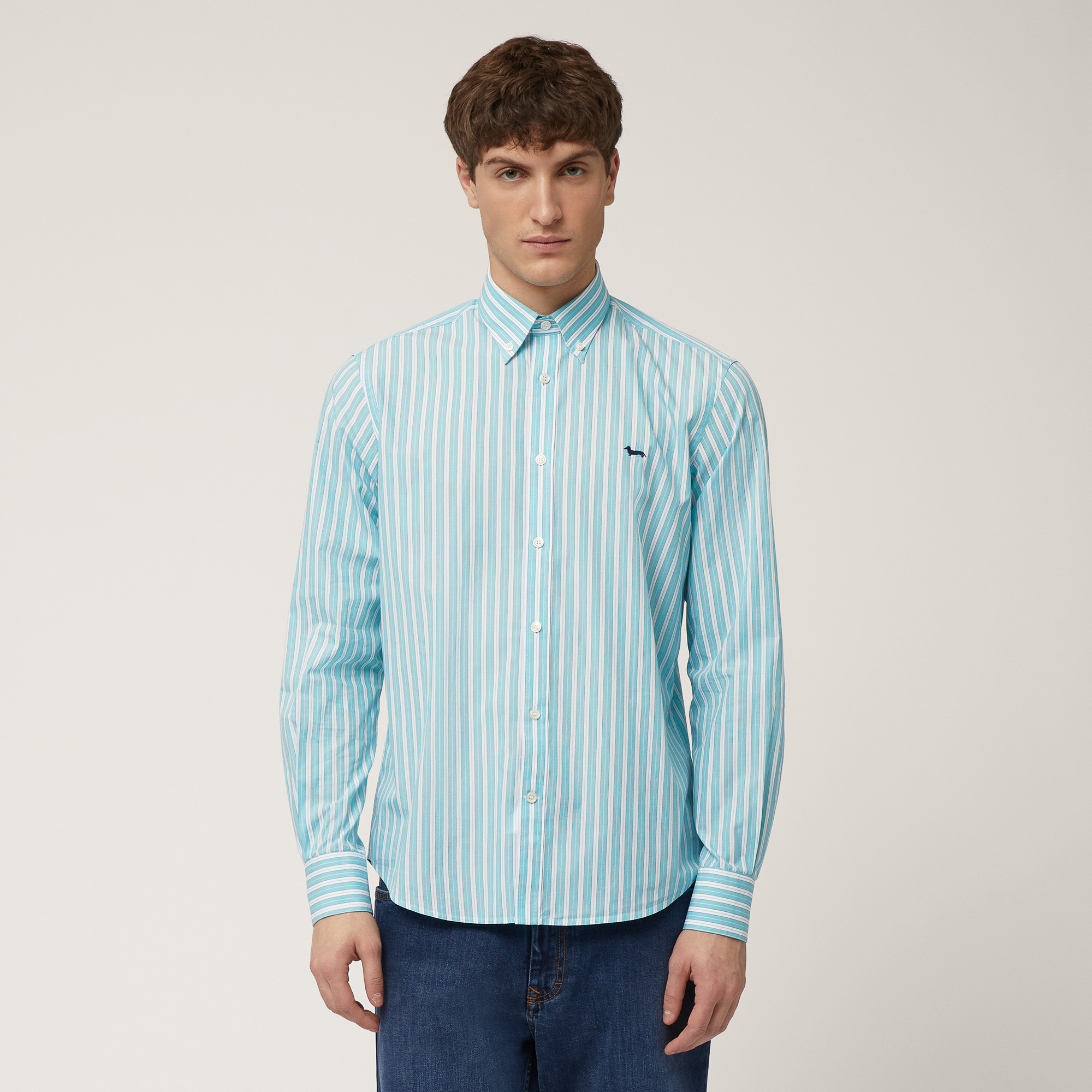 Striped Shirt with Dachshund, Turquoise, large image number 0